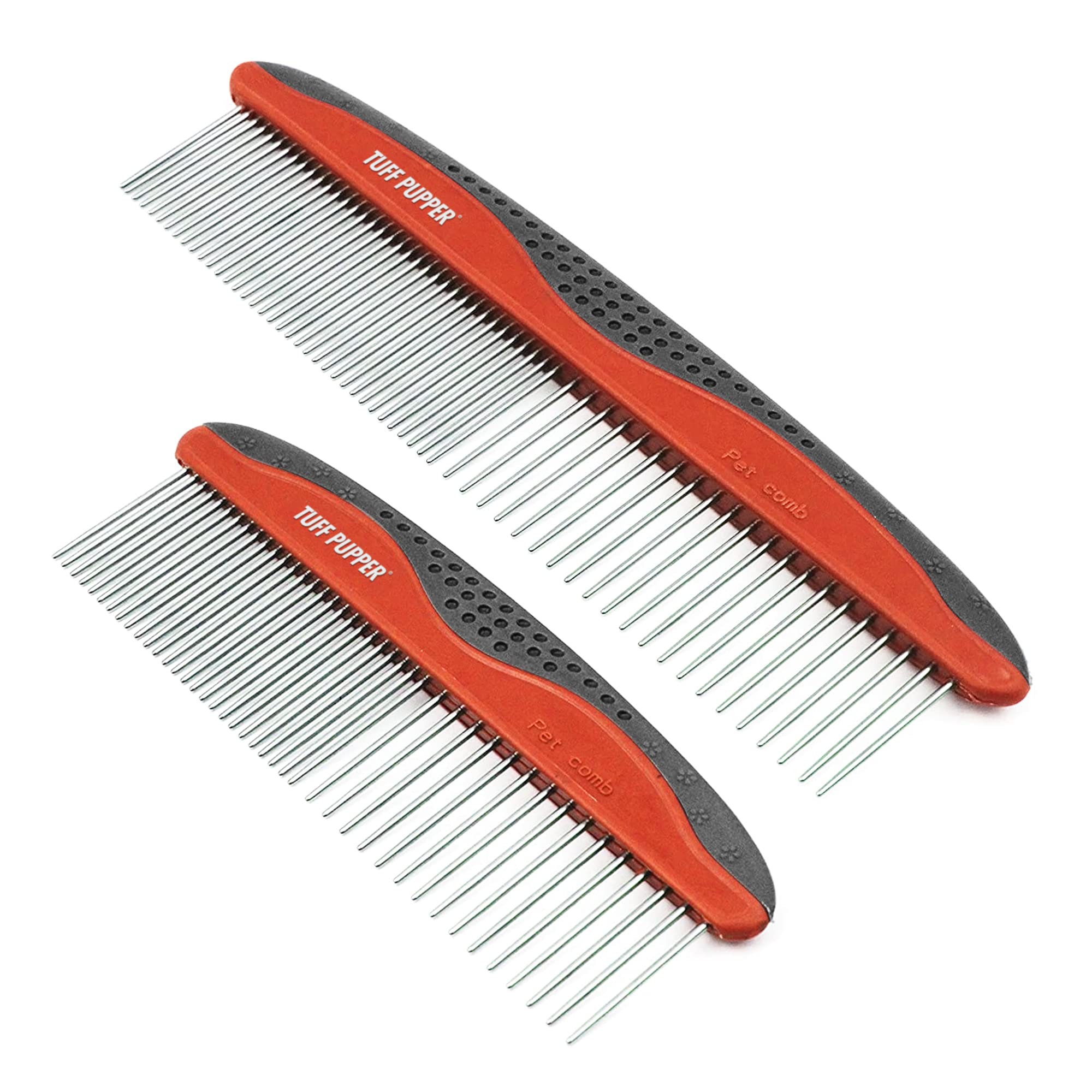 Tuff Pupper Dog Grooming Comb Set | Easily & Safely Remove Dead, Matted Knotted Hair | Ergonomic Pet Detangling Combs | No-Slip 