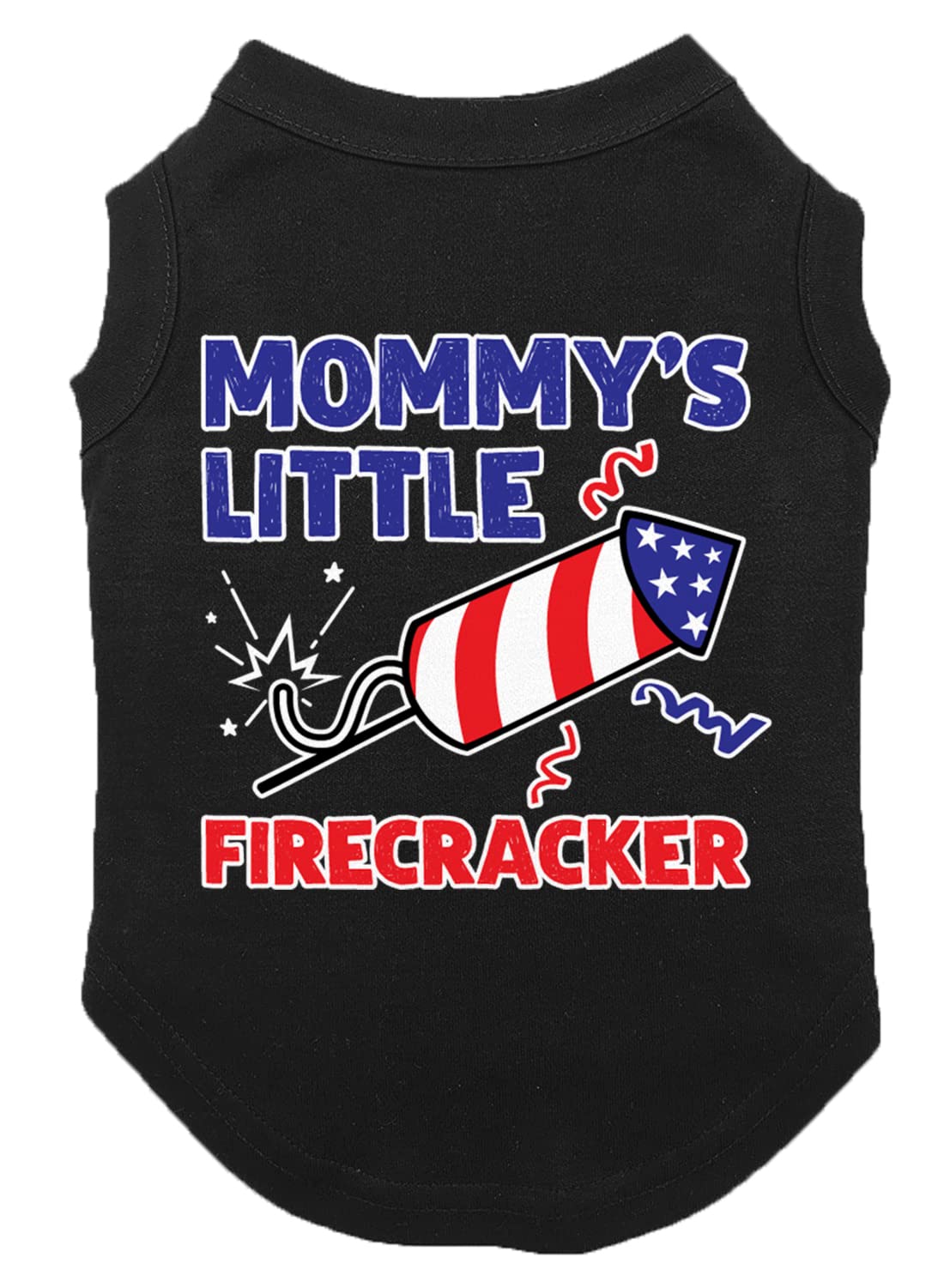 Mommy'S Little Firecracker - Usa Independence Day 4Th Of July Dog Shirt (Black, Large)