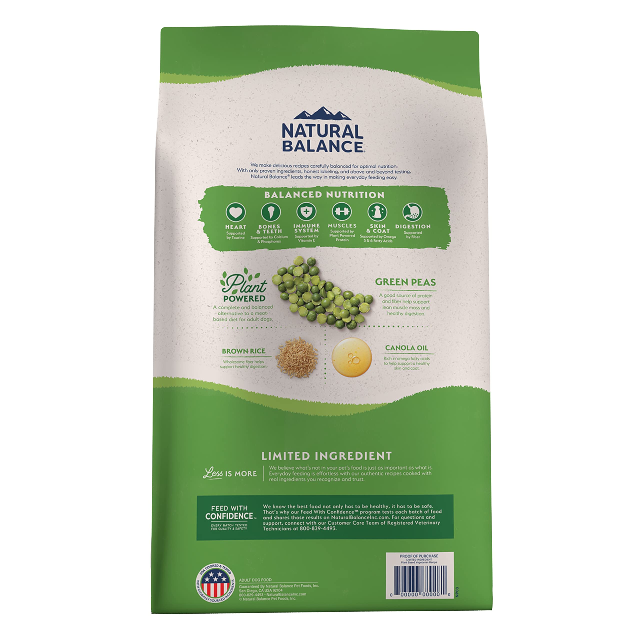 Natural Balance Limited Ingredient Adult Dry Dog Food with Vegan Plant Based Protein and Healthy Grains, Vegetarian Recipe, 24 P