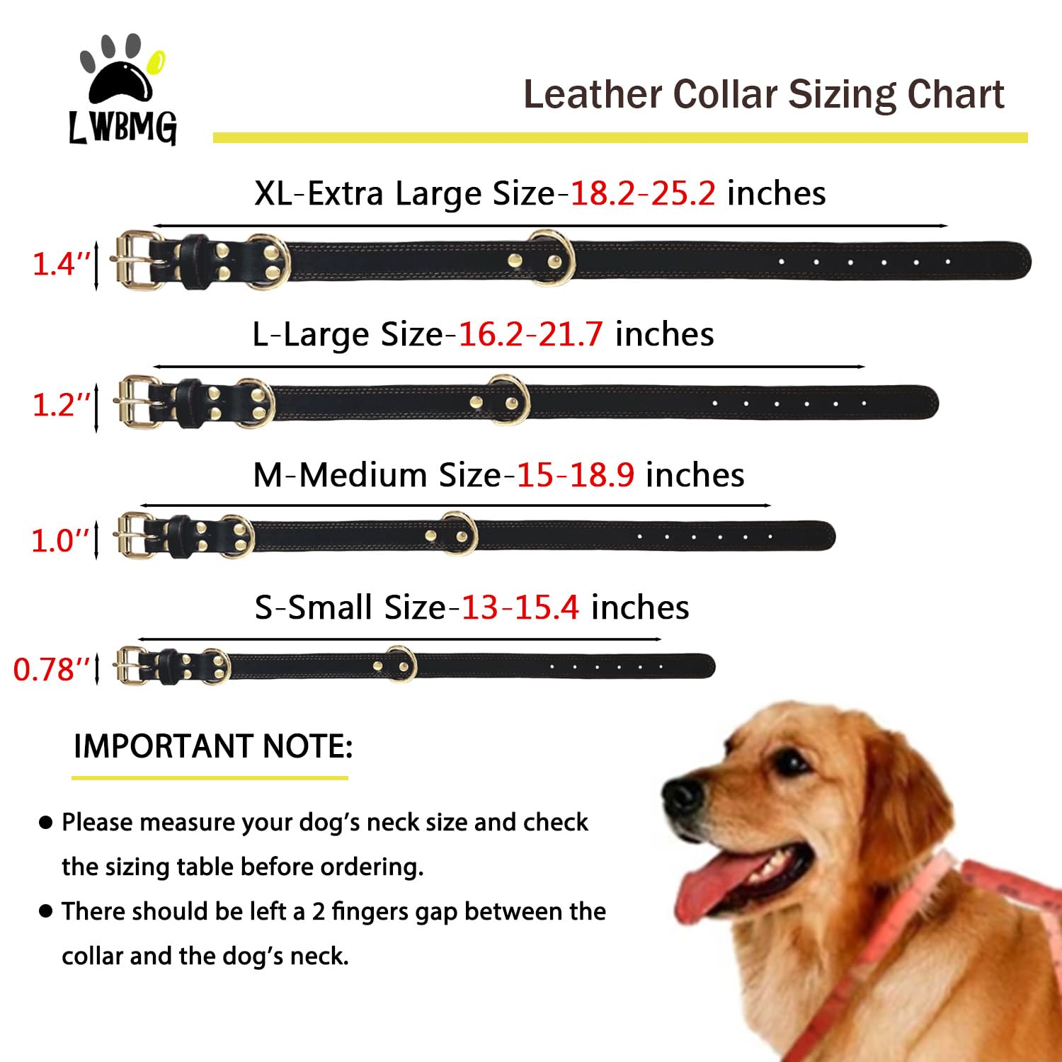 Lwbmg Leather Dog Collar,Heavy Duty Dog Collar,Soft And Strong Leather Adjustable Dog Collar For Small Medium Dogs Black Medium