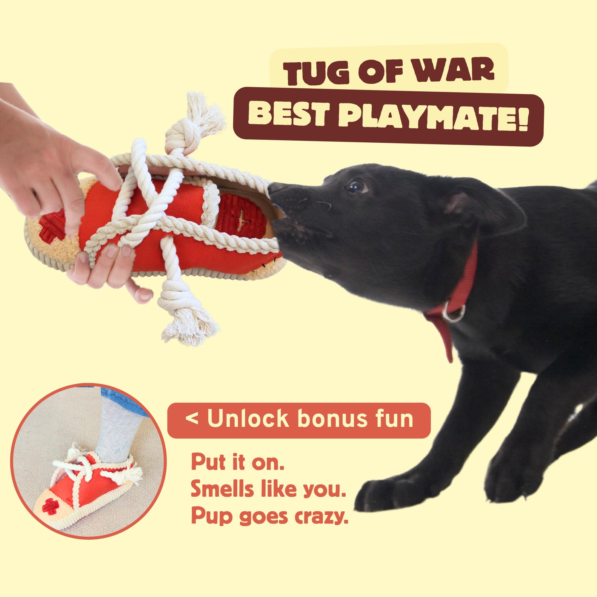 Shoe Squeaky Dog Toys, Durable Chew Rope Tug Toys For Large Medium Small Dogs, Interactive Snuffle Puppy Toy For Teeth Cleaning,