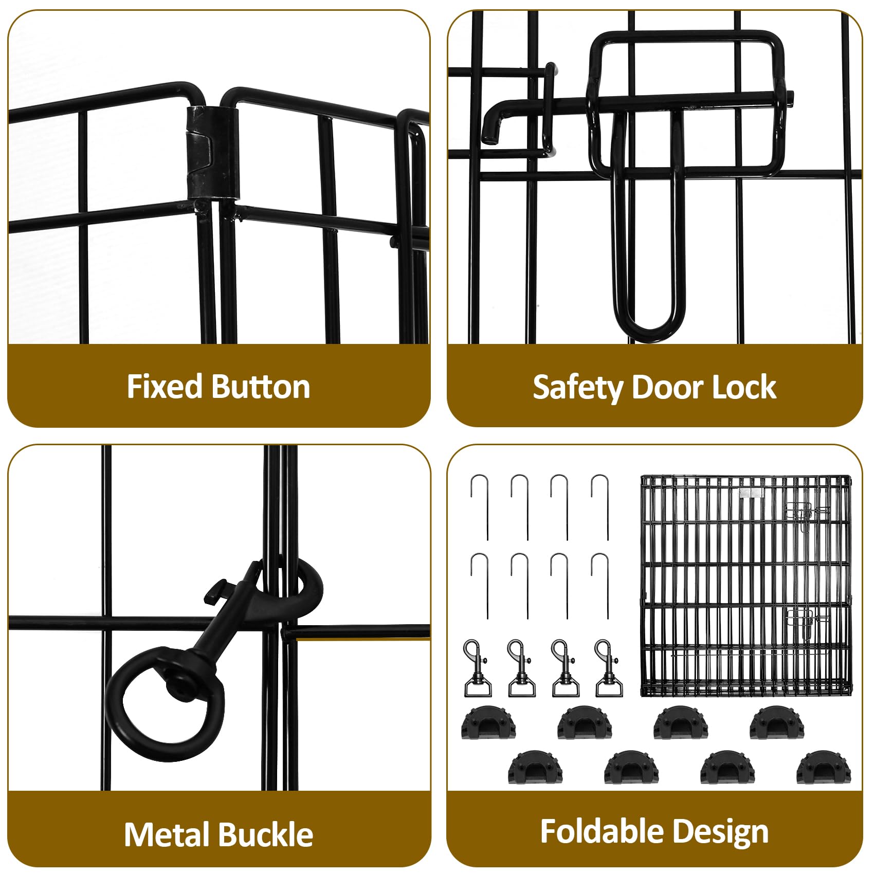 Seiyierr Metal Dog Fence For Camping, Foldable Cat Exercise Pens With Doors, Pet Playpen Puppy Play Pen Indoors Outdoors Tempora