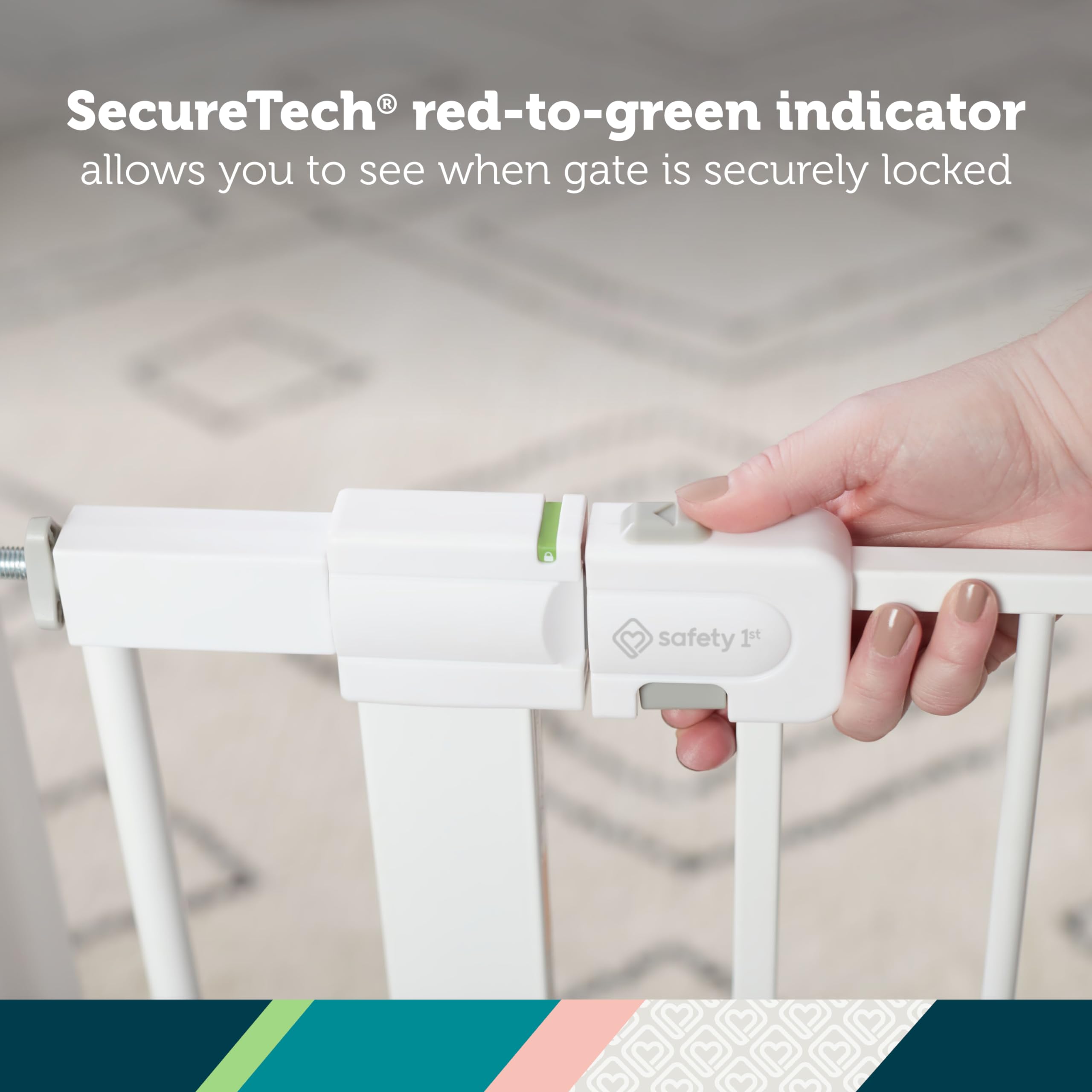 Safety 1St Easy Install Walk Thru Baby Gate For Doorways, Gate With Door, Dog Gates, Fits 29'-38', Easy Install 28' Tall, White