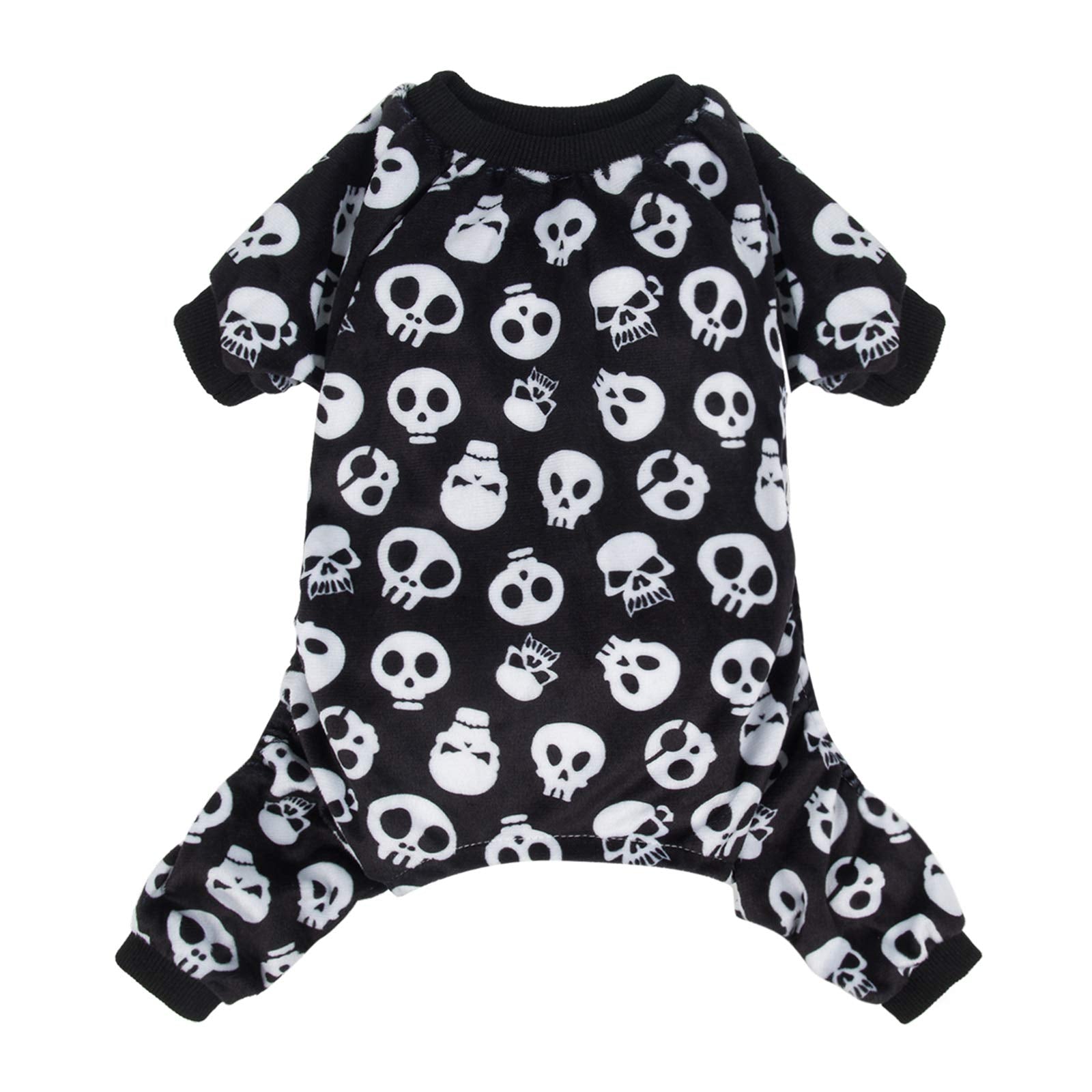 Cutebone Halloween Dog Pajamas Costume Skull Shirt Jumpsuit Pet Bodysuit For Medium Doggie Onesies P11M