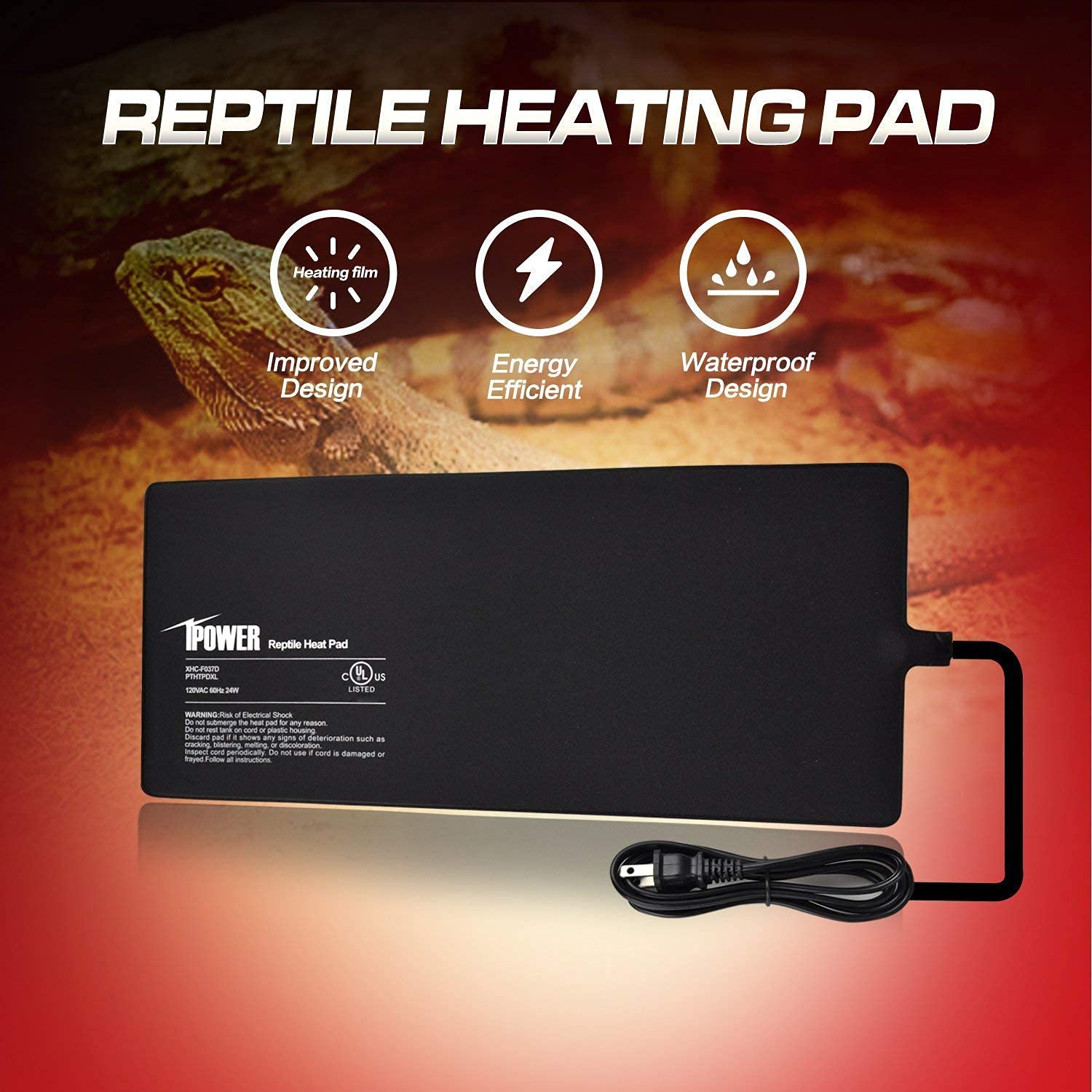 Ipower 8X18 Inch Reptile Heat Pad Under Tank Heater Terrarium Warmer Heating Mat And Digital Thermostat Controller For Turtles L