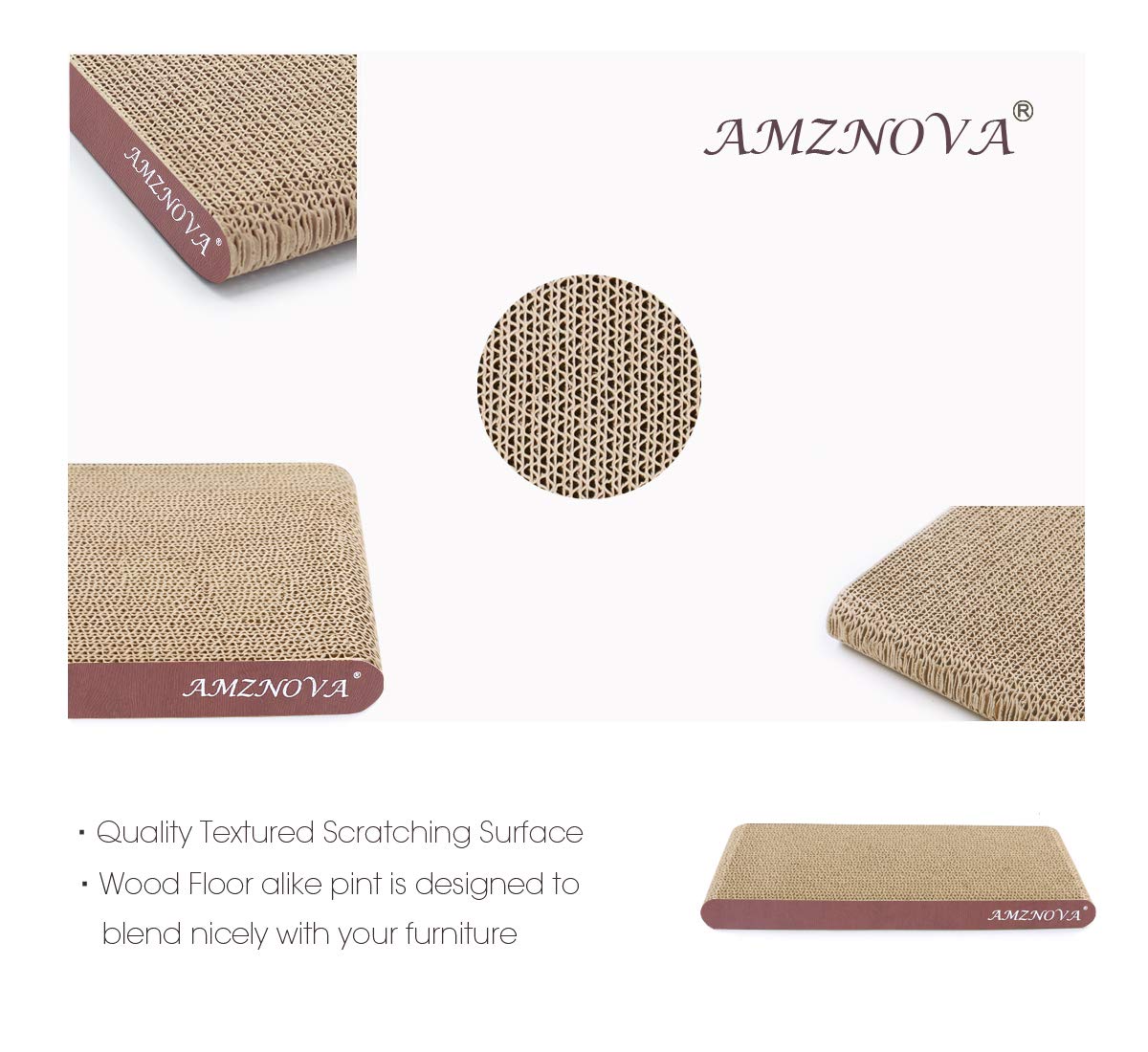Amznova Durable Flat Cat Scratch Lounge, Colors Series, Narrow, Wood Floor Print