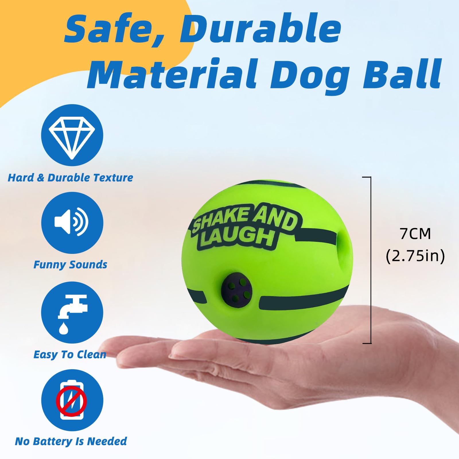 Shake And Laugh Dog Toys Ball, Interactive Dog Ball, Shaking With Gibbering Sound, For Training & Herding, Xs, 2.75 In (7 Cm)