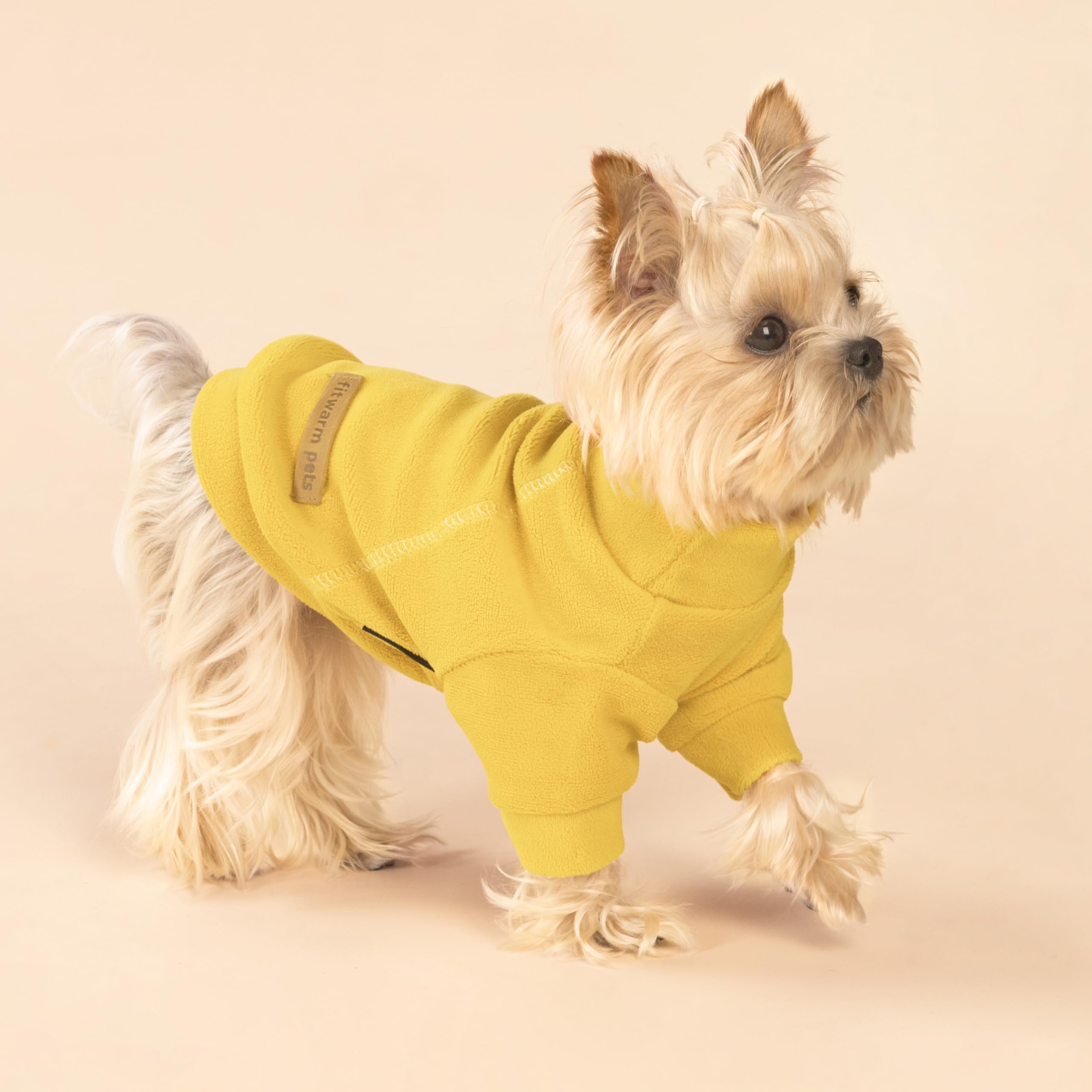 Fitwarm Classic Fleece Dog Sweater - Turtleneck Pullover for Small Dogs, XL, Orange-Yellow-Coffee, Model Fwthreepackorangesweater_XL_B0482