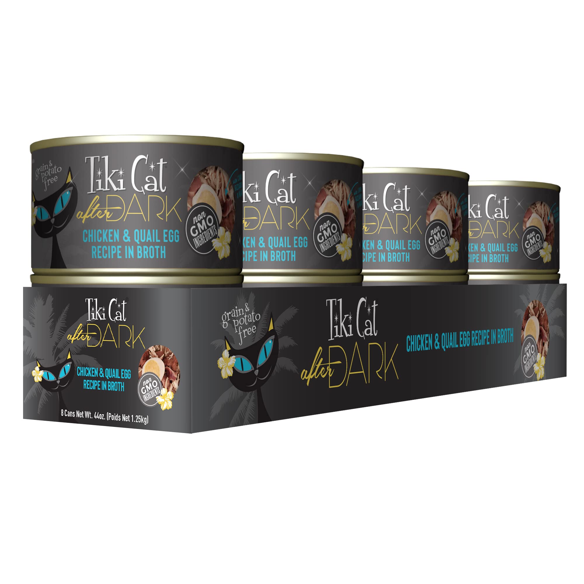 Tiki Cat After Dark, Chicken & Quail Egg, High-Protein and 100% Non-GMO Ingredients, Wet Cat Food for Adult Cats, 5.5 oz. Can (8