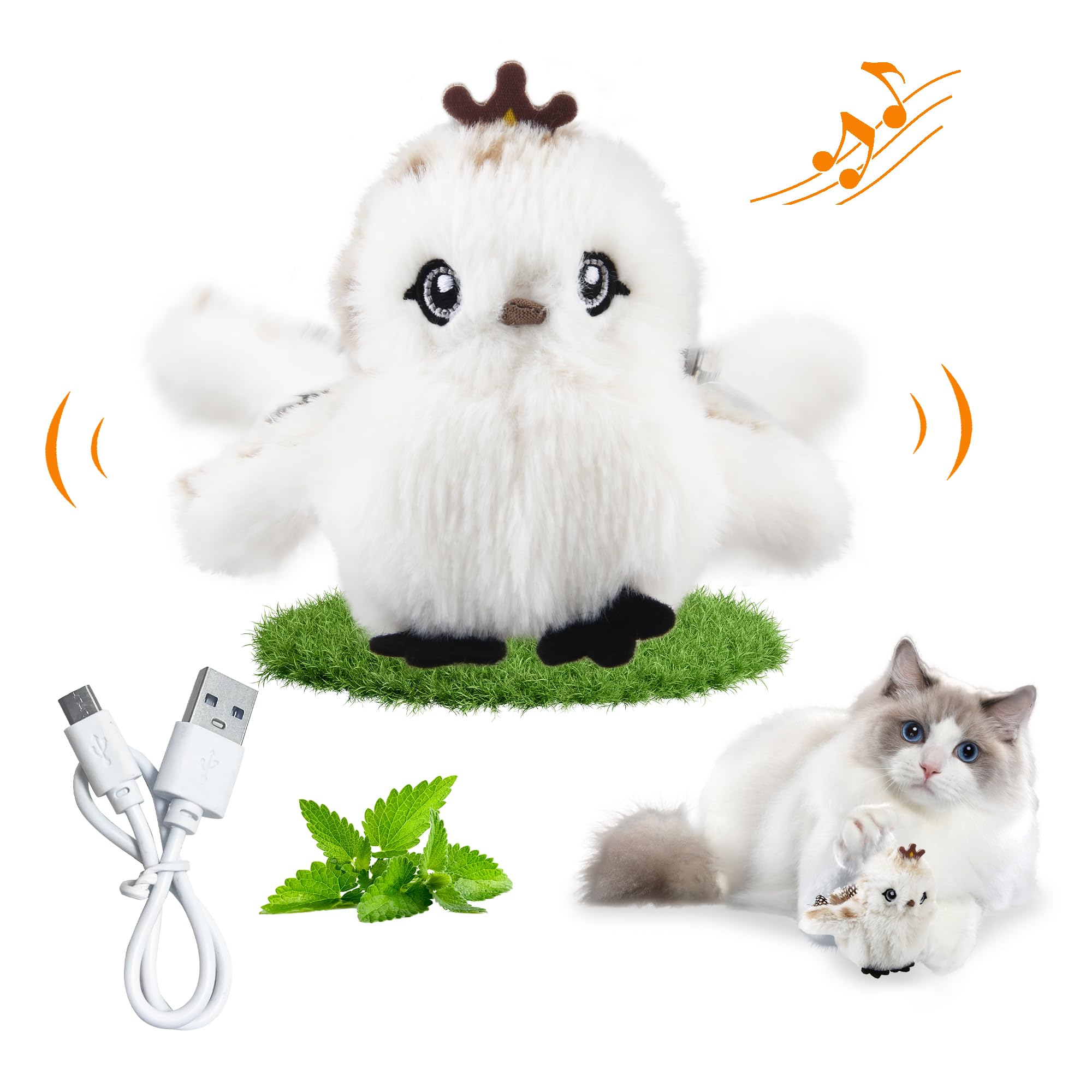 Gigwi Flappy Bird Cat Toy For Indoor Cats, Rechargeable Lifelike Sandpiper Interactive Flapping Bird Cat Toy Tweet, Flapping Win