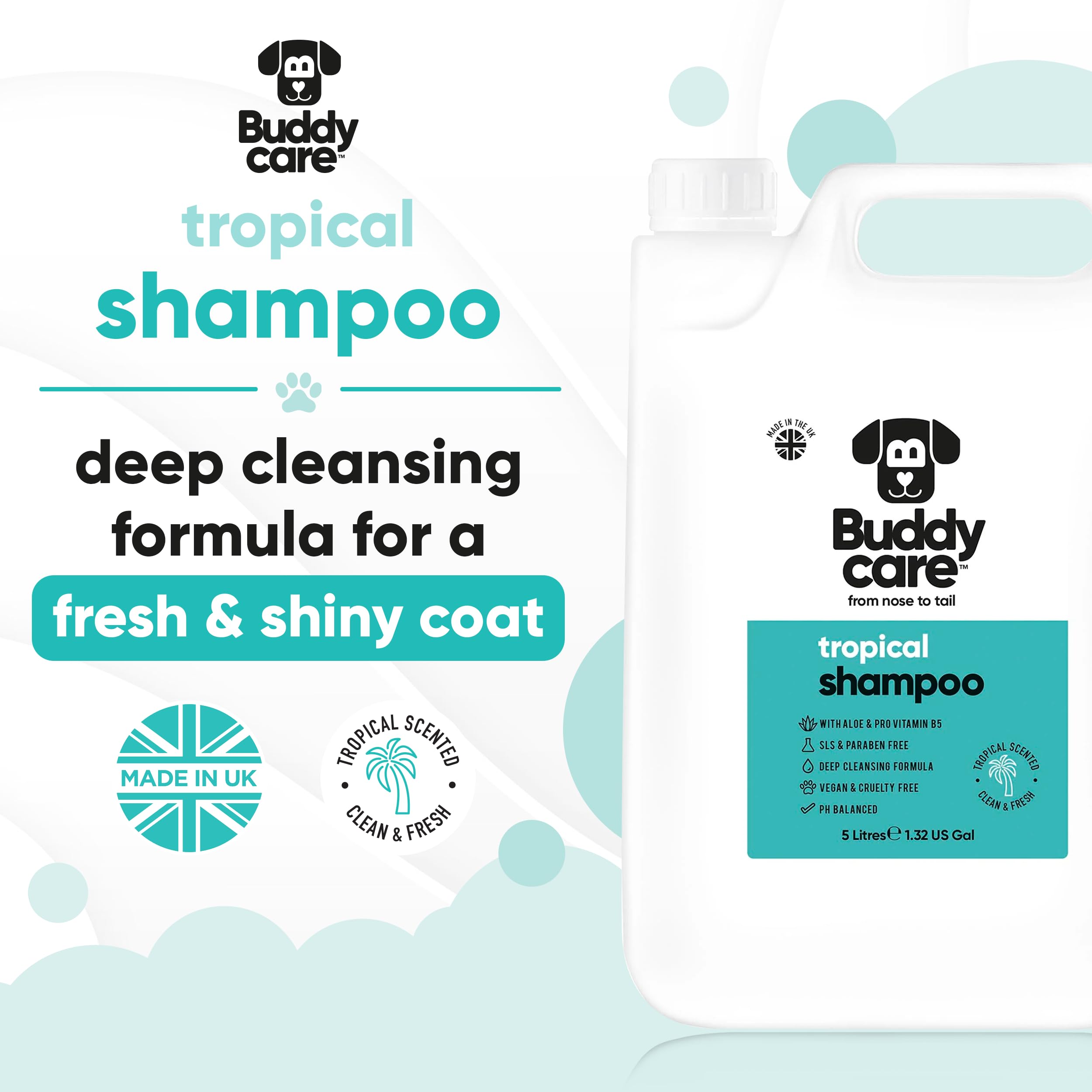 Tropical Dog Shampoo By Buddycare | Deep Cleansing Shampoo For Dogs | Tropical Scented | With Aloe Vera And Pro Vitamin B5 (169.