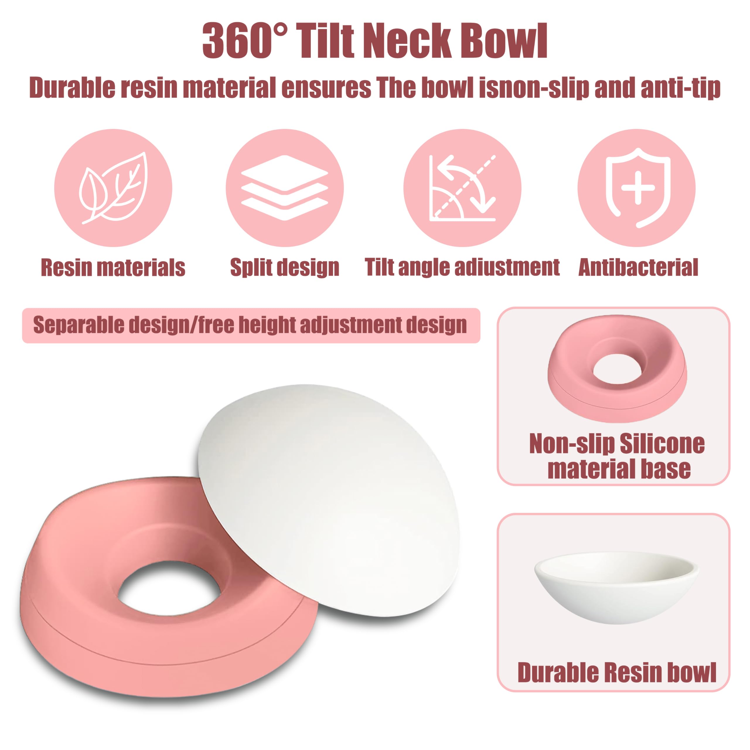 French Bulldog Food Bowl- Slanted Tilted Pug Food Water Bowl,Cat Bowl- Feeder for Frenchie/Shih Tzu/Flat Faced Small Dogs/Puppie