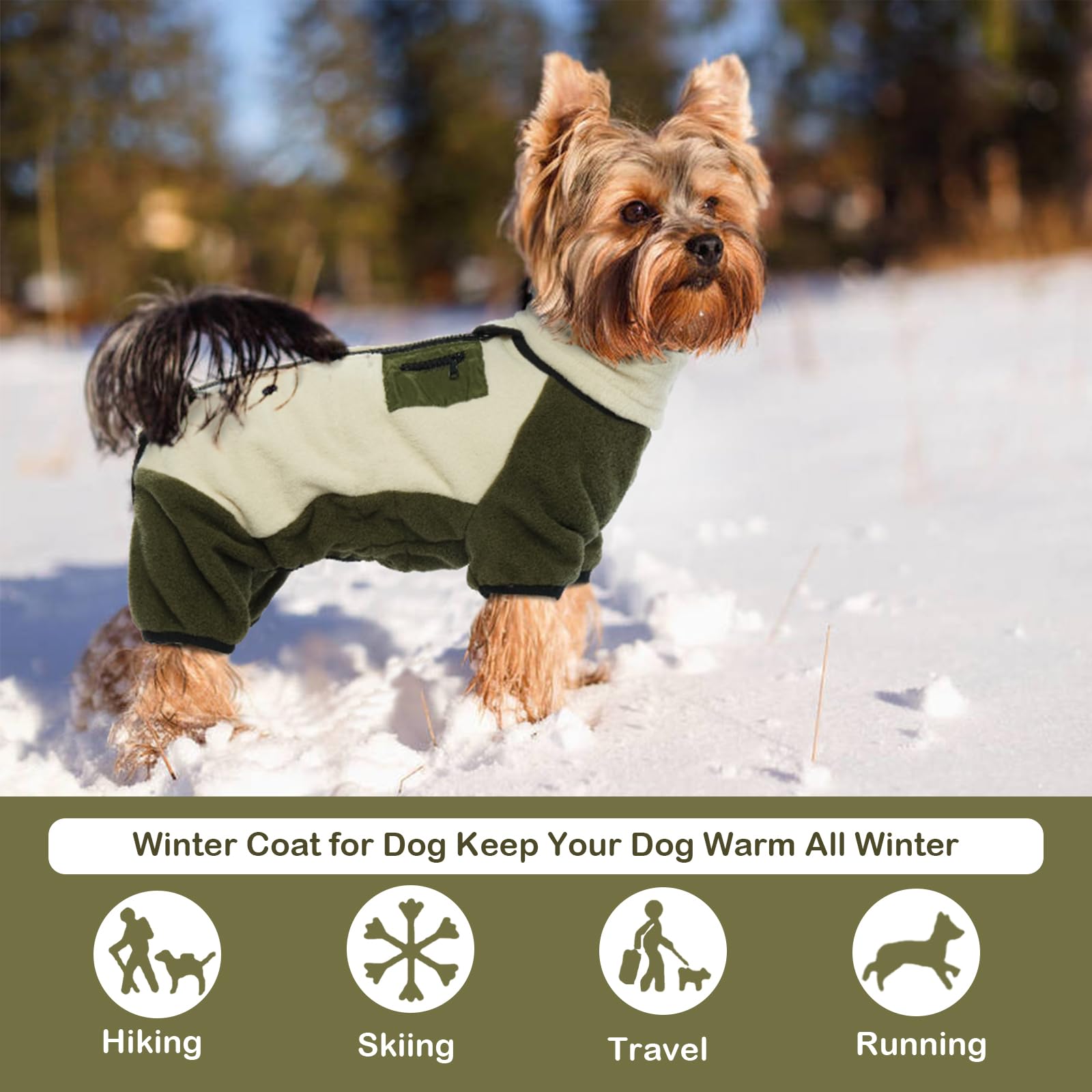 T'Chaque Dog Winter Coat Warm Polar Fleece Jacket, Pet Costumes For Medium Dogs Cold Weather Outfit Windproof Clothes, Removable