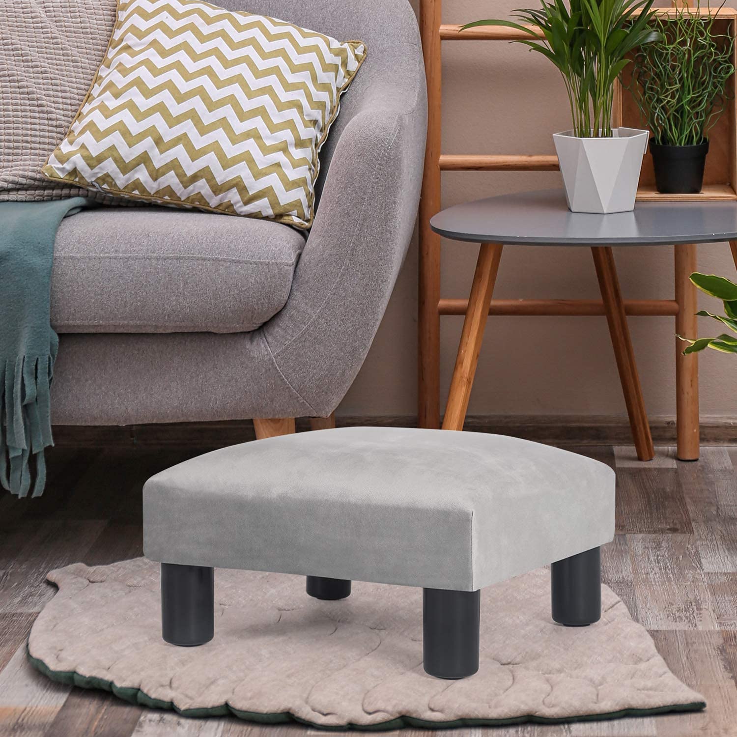 Joveco 15'' Footstools Small Ottoman- Upholstered Footstools And Ottomans Small Foot Rest- Pet Steps Dog Stairs For High Beds- L