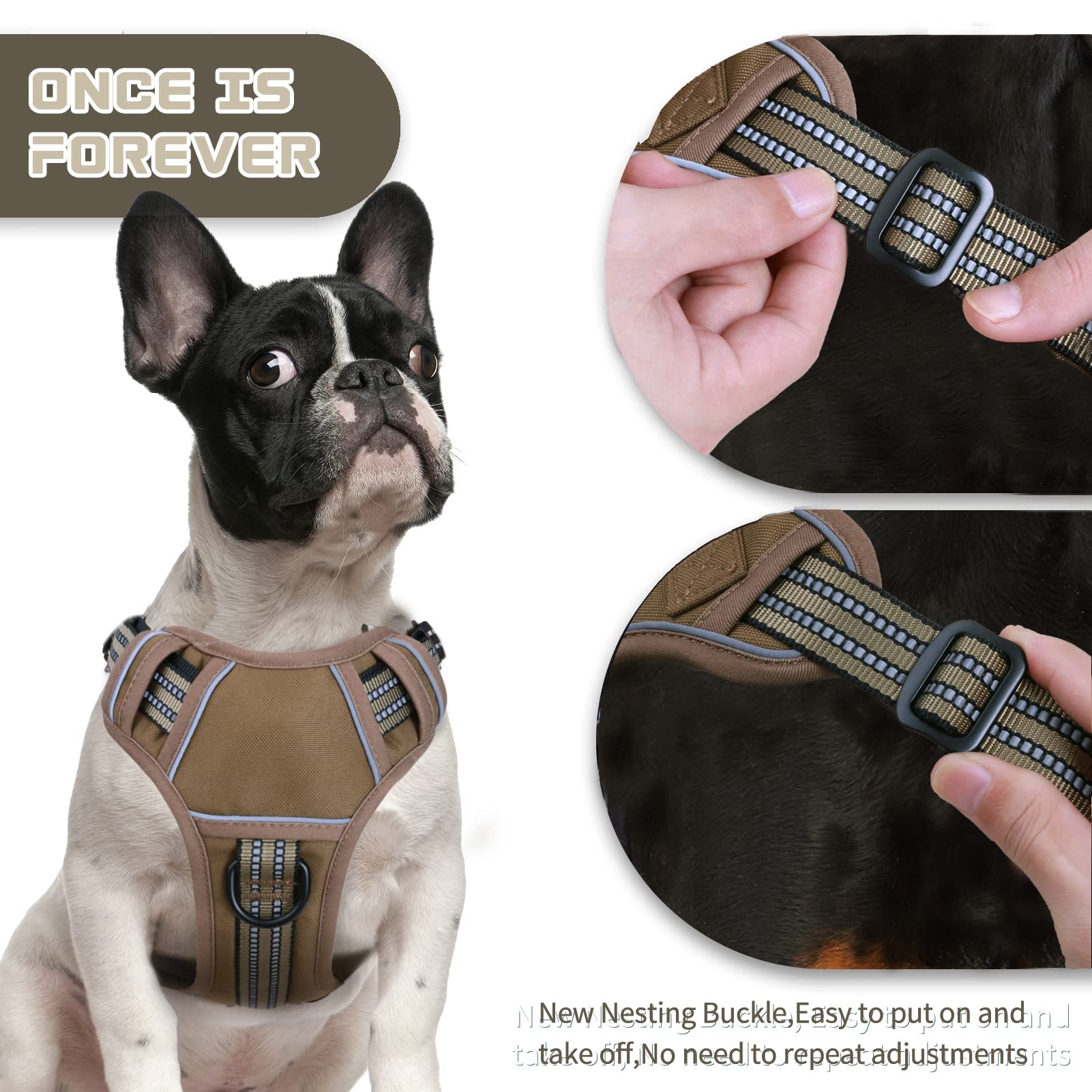 No Pull Dog Harness for Medium Dogs, Adjustable No Choke Pet Vest with Dog Leash Fit Smart Reflective Pet Walking Harness for Tr