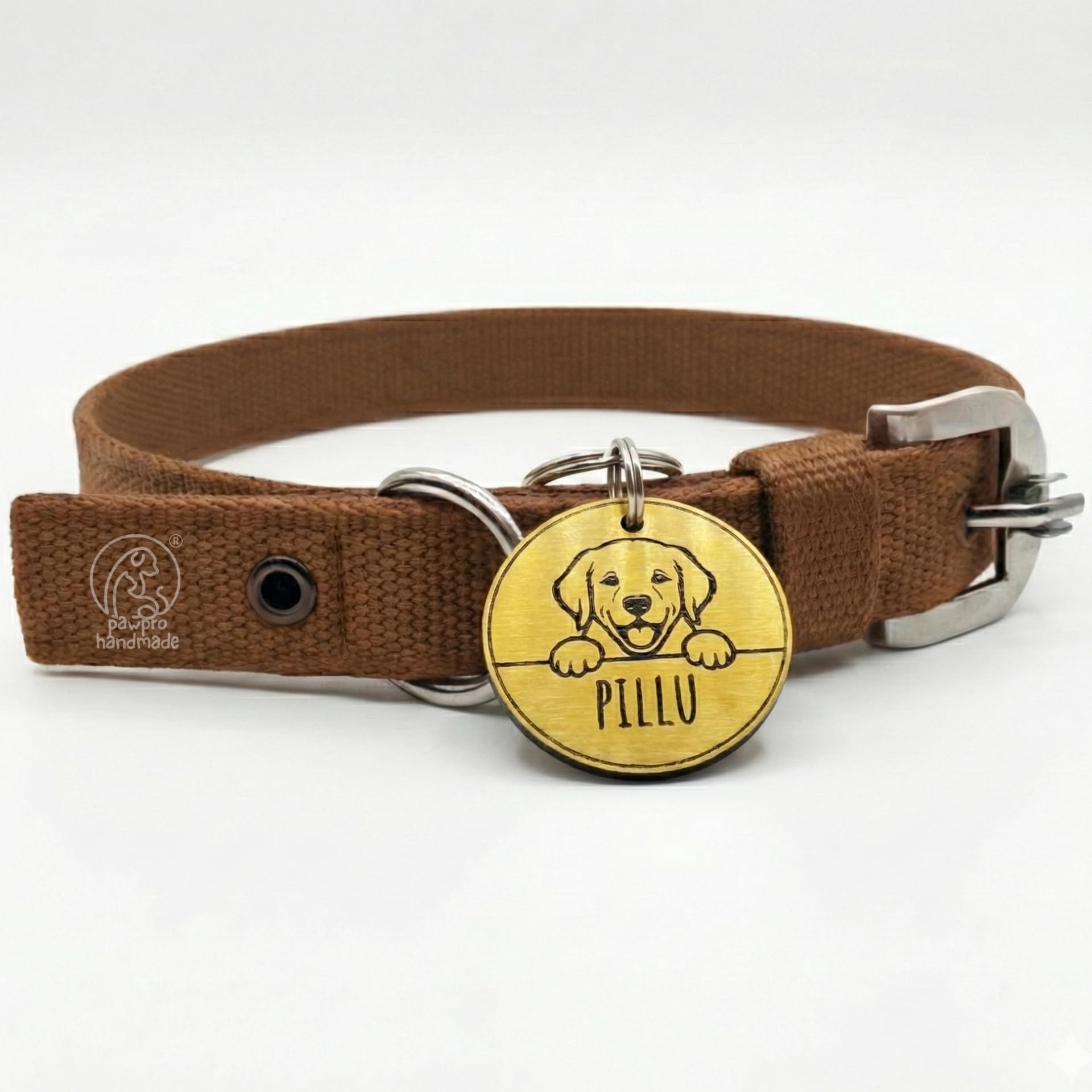 Pawpro Adjustable Nylon Dog Collar With Secure DRing From Small  Medium To Large Breeds (Brown, Large)