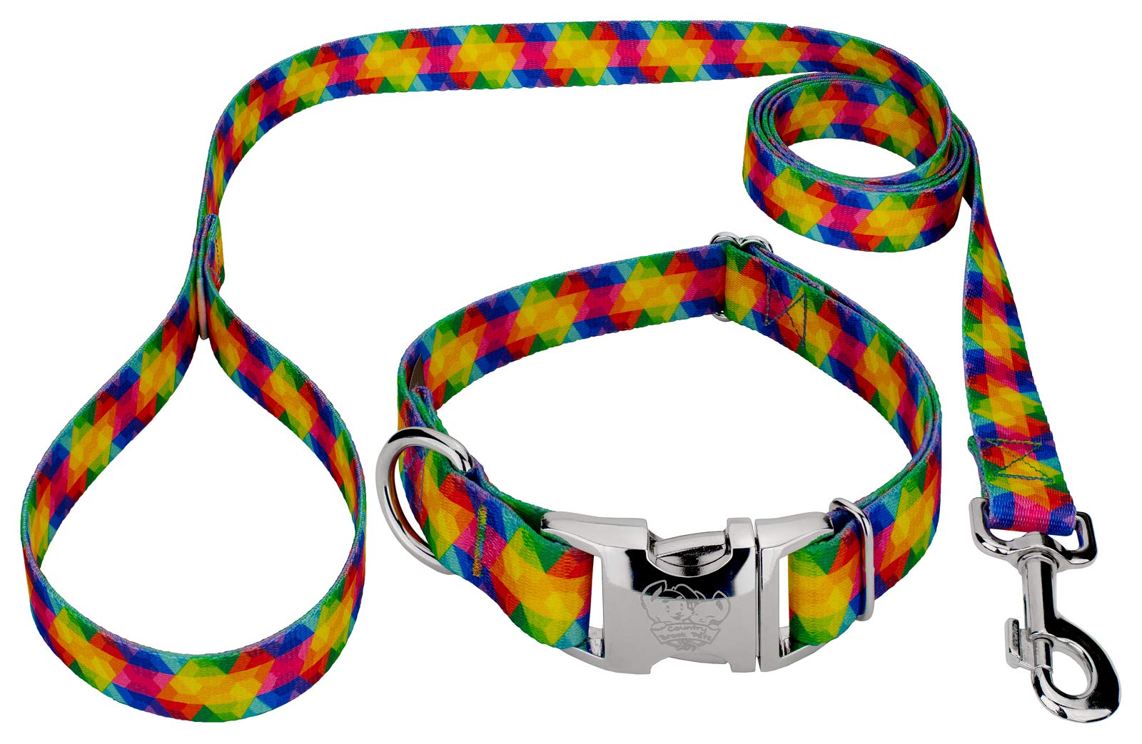 Country Brook Petz - Premium Kaleidoscope Dog Collar & Leash - Groovy Collection Featuring Far Out Designs (5/8 Inch, Small)