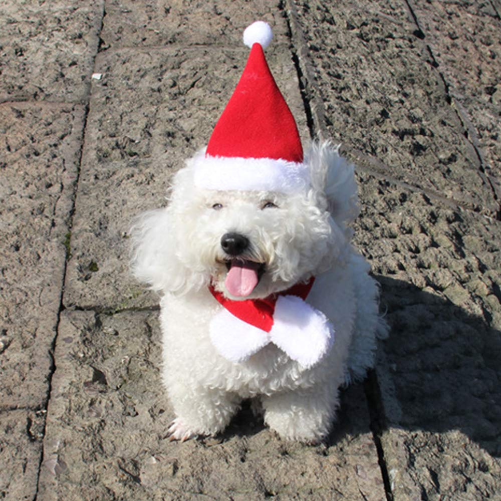 2 Pcs Pet Christmas Santa Hats Dog Cat Plush Xmas Red Hat Merry Christmas Caps Adjustable Puppy Kitten Headpiece Cosplay Costume