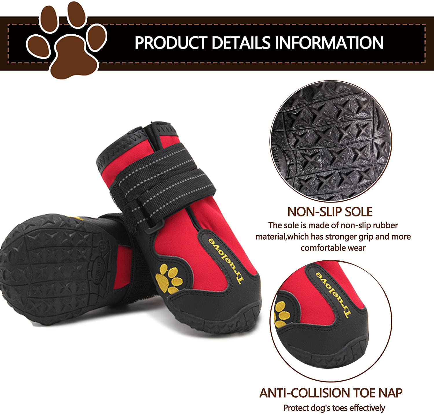 Expawlorer Anti-Slip Dog Shoes For Large Dogs,Dog Booties For Winter With Rugged Sole And Reflective Strap,Waterproof Dog Rain B