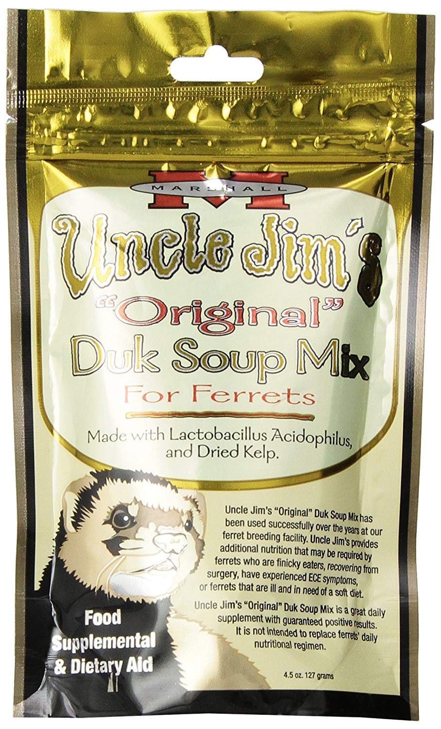 Marshall Uncle Jims DUK Soup Mix for Ferrets - 4.5 oz - Digestive Support, Recovery & Vitality Aid - Easy-to-Prepare Nutritional