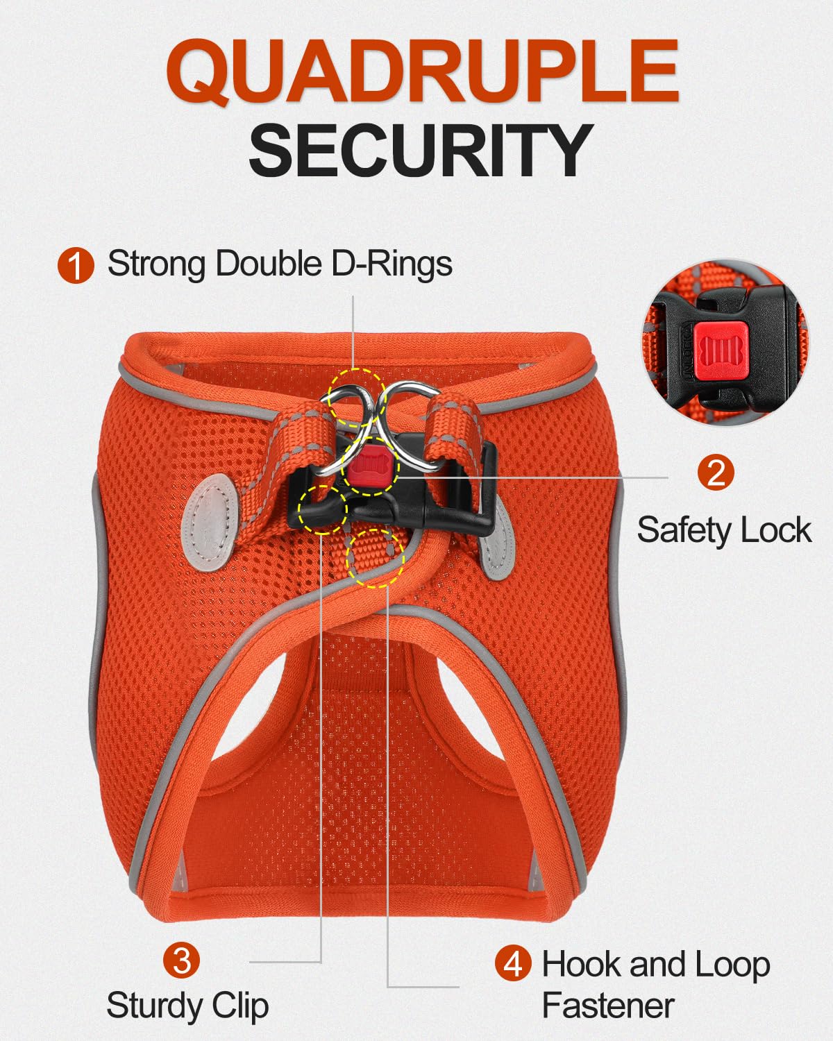 Joytale Step In Dog Harness,12 Colors,Breathable Mesh Vest Harness,Reflective Soft Padded Harnesses For Small And Medium Dogs,Orange,M