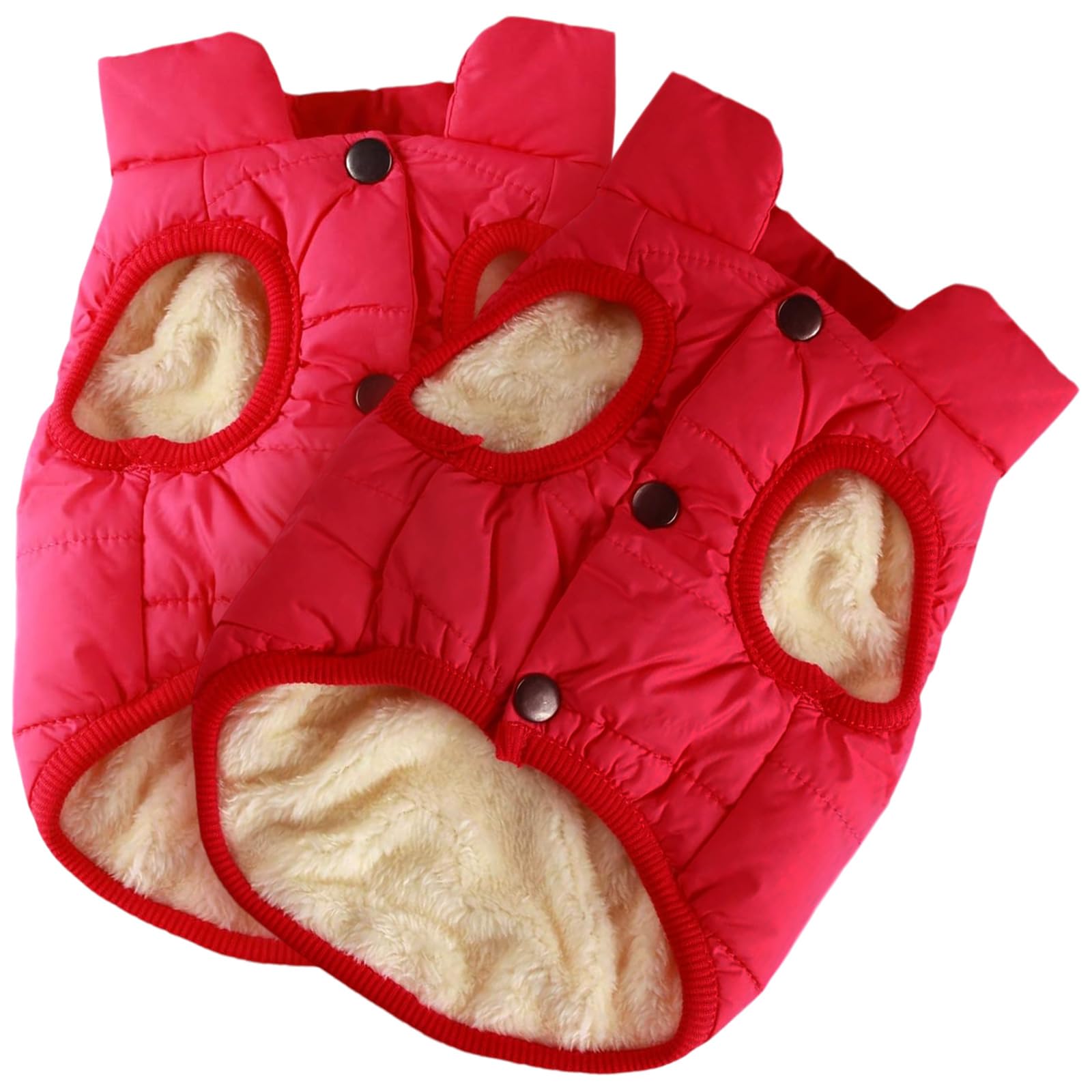 Syhood 2 Pieces Dog Jacket 2 Layers Fleece Lined Dog Jacket Warm Soft Windproof Small Pet Coat For Winter Cold Weather(Medium,Re