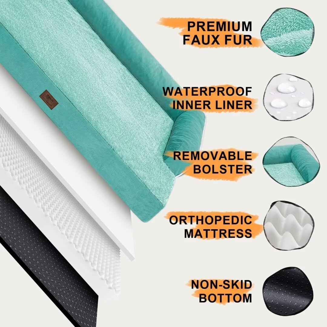 Waterproof Orthopedic Foam Dog Beds for Extra Large Dogs Durable Dog Sofa Comfy Pet Bed Washable Removable Cover and Non-Slip Bo