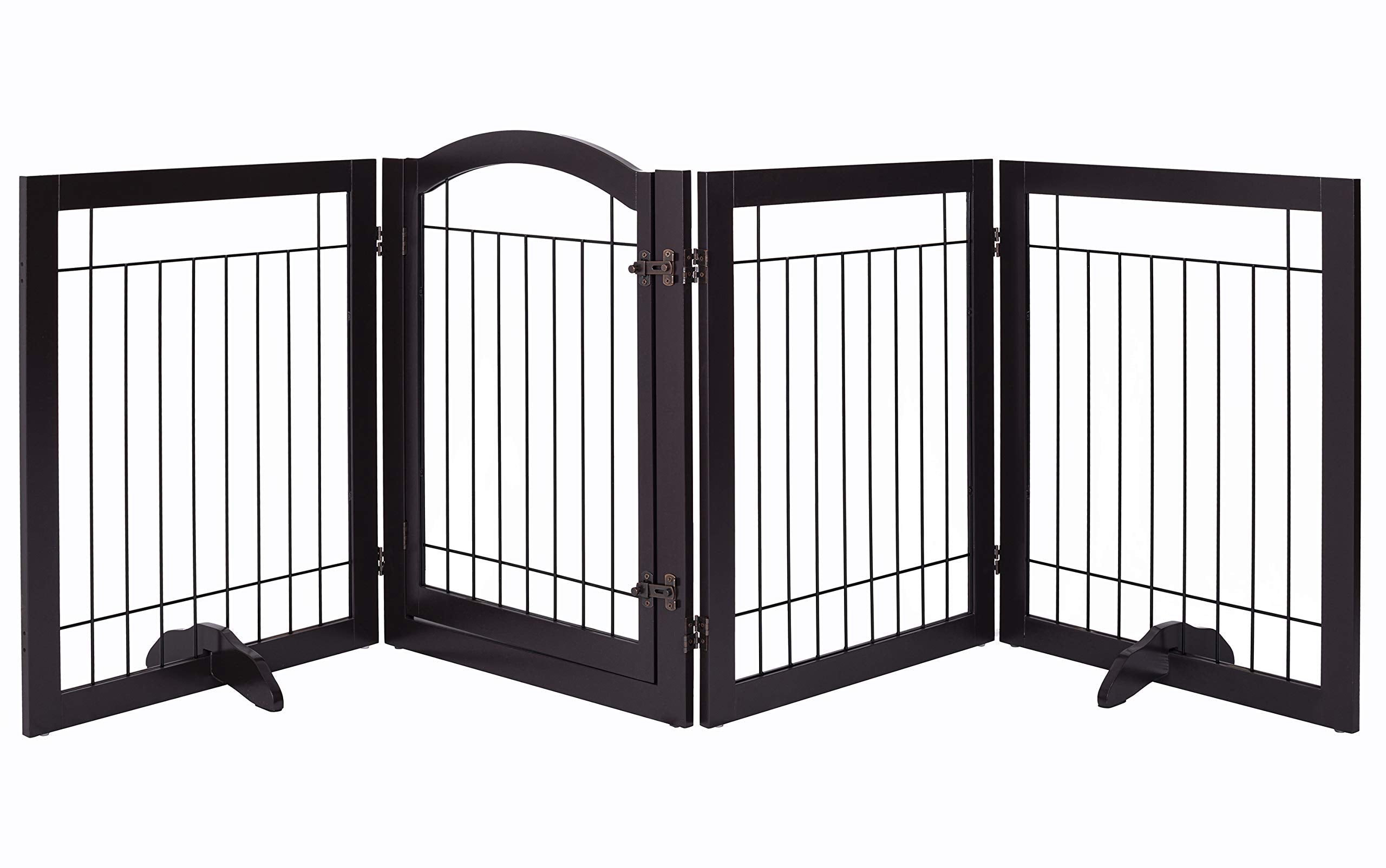 SPIRICH 96-inch Extra Wide 30-inches Tall Dog Gate with Door Walk Through, Freestanding Wire Pet Gate for The House, Doorway, St