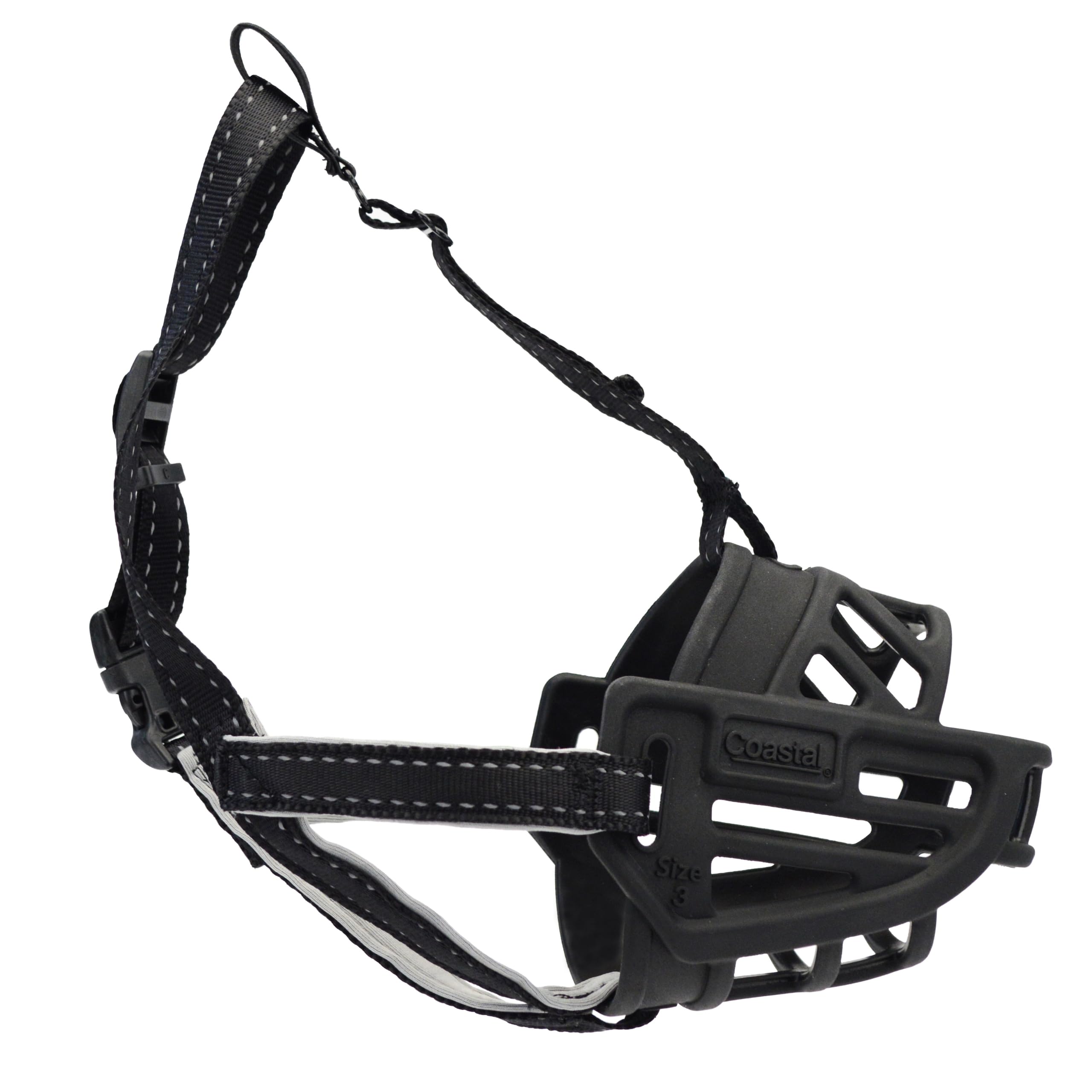 Coastal Pet Soft Basket Muzzle - Custom-Fit For Comfort - Indoor & Outdoor Dog Accessory - Adjustable Strap - Flexible Silicone - Allows Panting & Drinking - Black, 02