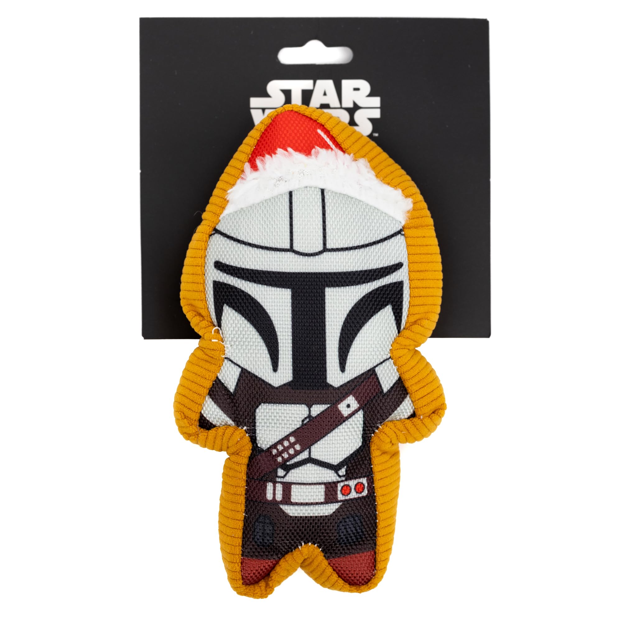Star Wars Squeaky Plush Dog Toy for Large, Medium & Small Dogs, Holiday Mandalorian Santa Cookie Replica