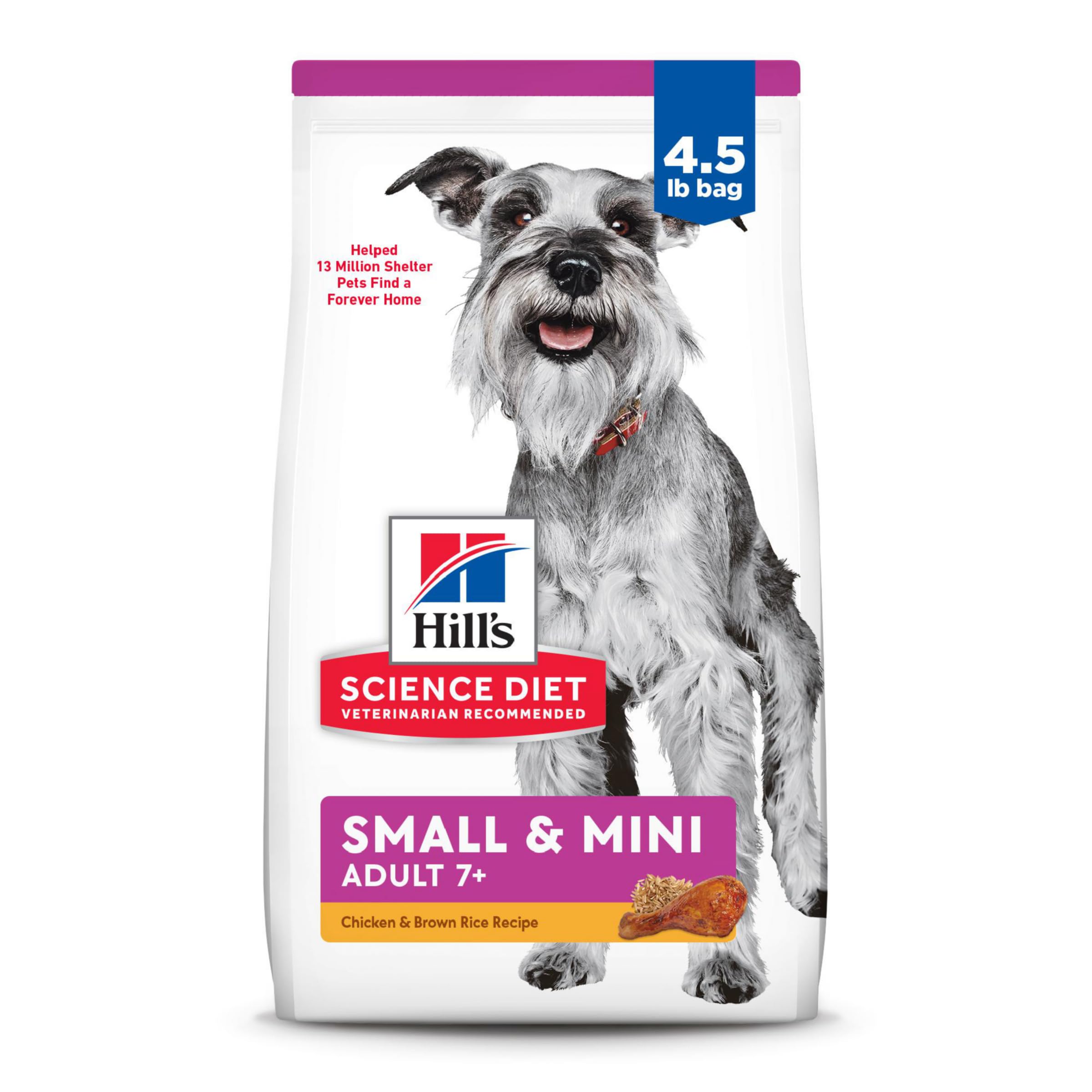 Hills Science Diet Small & Mini, Senior Adult 7+, Small & Mini Breeds Senior Premium Nutrition, Dry Dog Food, Chicken, Brown Ri