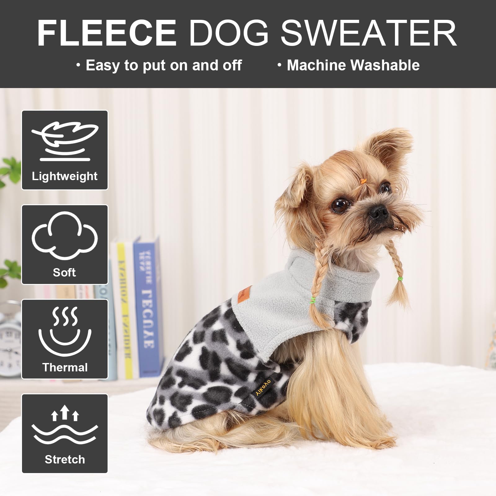 Dog Sweaters for Small Dogs Boy Girl, Plaid Dog Sweater Fleece Dog Clothes Vest, Stretchy XSmall Dog Sweater Pet Clothes, Chihua