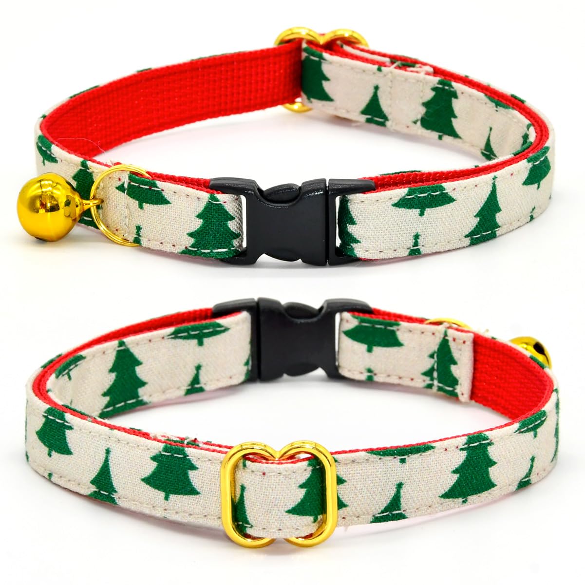 Pine Cat Collar Bow Set, Breakaway Safety Kitten Collar, Christmas Tree Bowtie For Cat