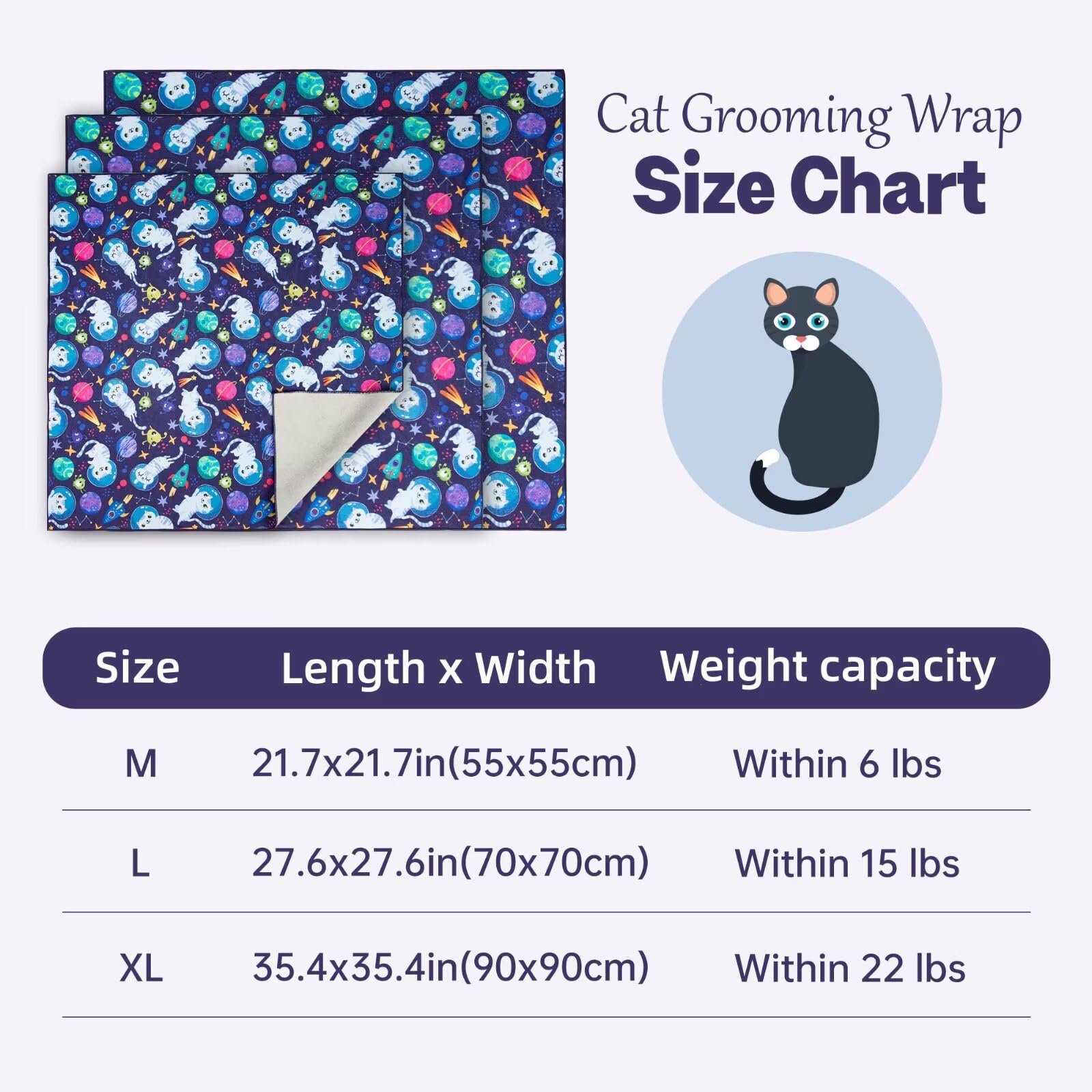 Paw Legend 35.4'' Cat Wrap For Grooming Cat Wrap For Cutting Nails Cat Restraint For Nail Clipping Self Adhesive Blanket Restrai
