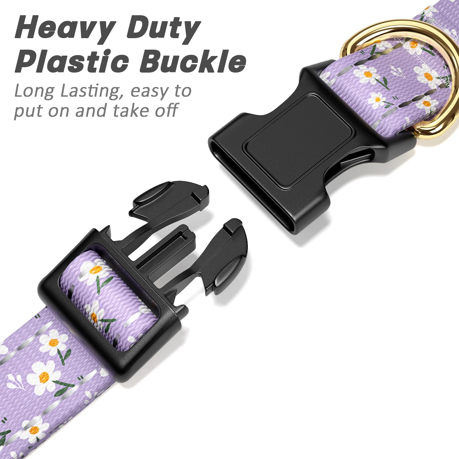 Tmoodel Reflective Dog Collar For Small Dogs, Cute Flower Theme Adjustable Heavy-Duty Nylon Puppy Collar For Boy And Girl Female