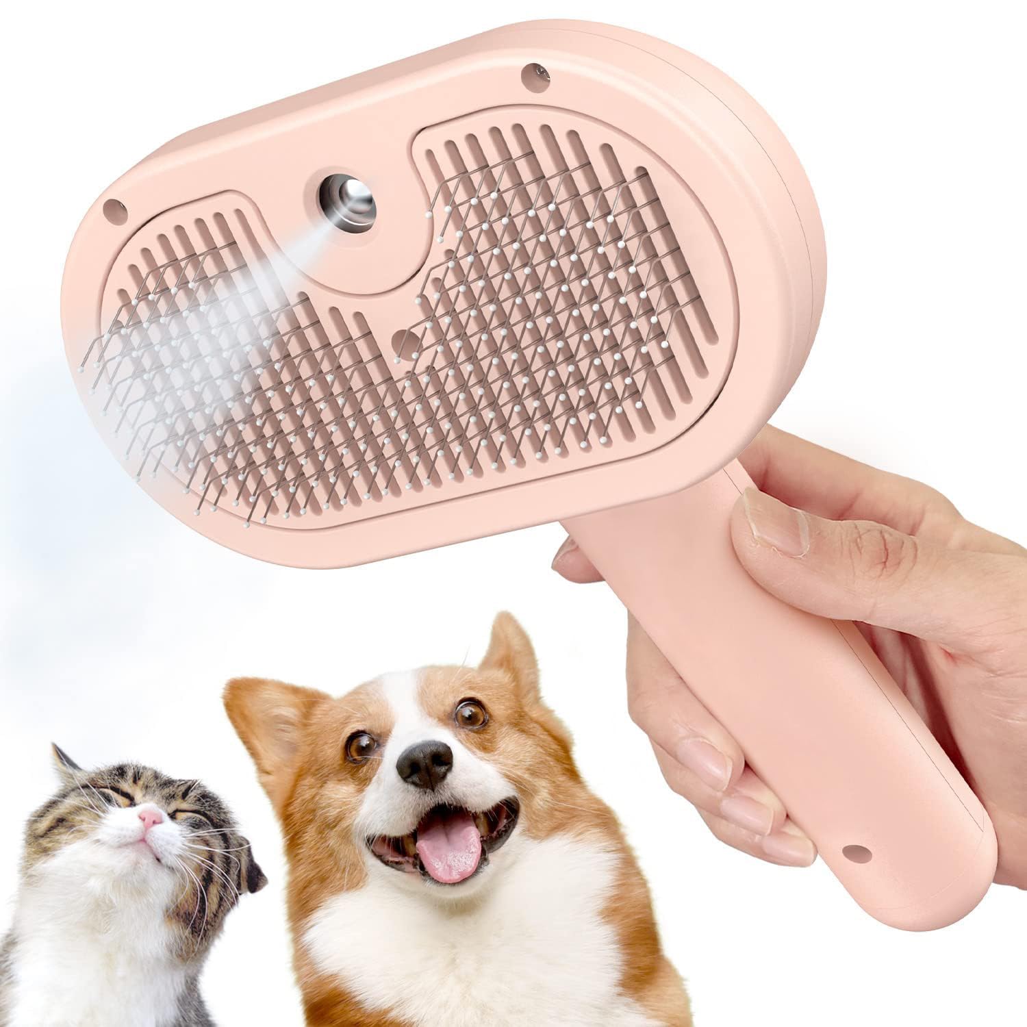 Vardhann Trades New Steam Cat And Dog Comb | SelfCleaning Pet Grooming Brush With Mist Spray | Massage Deshedding Comb For Dogs