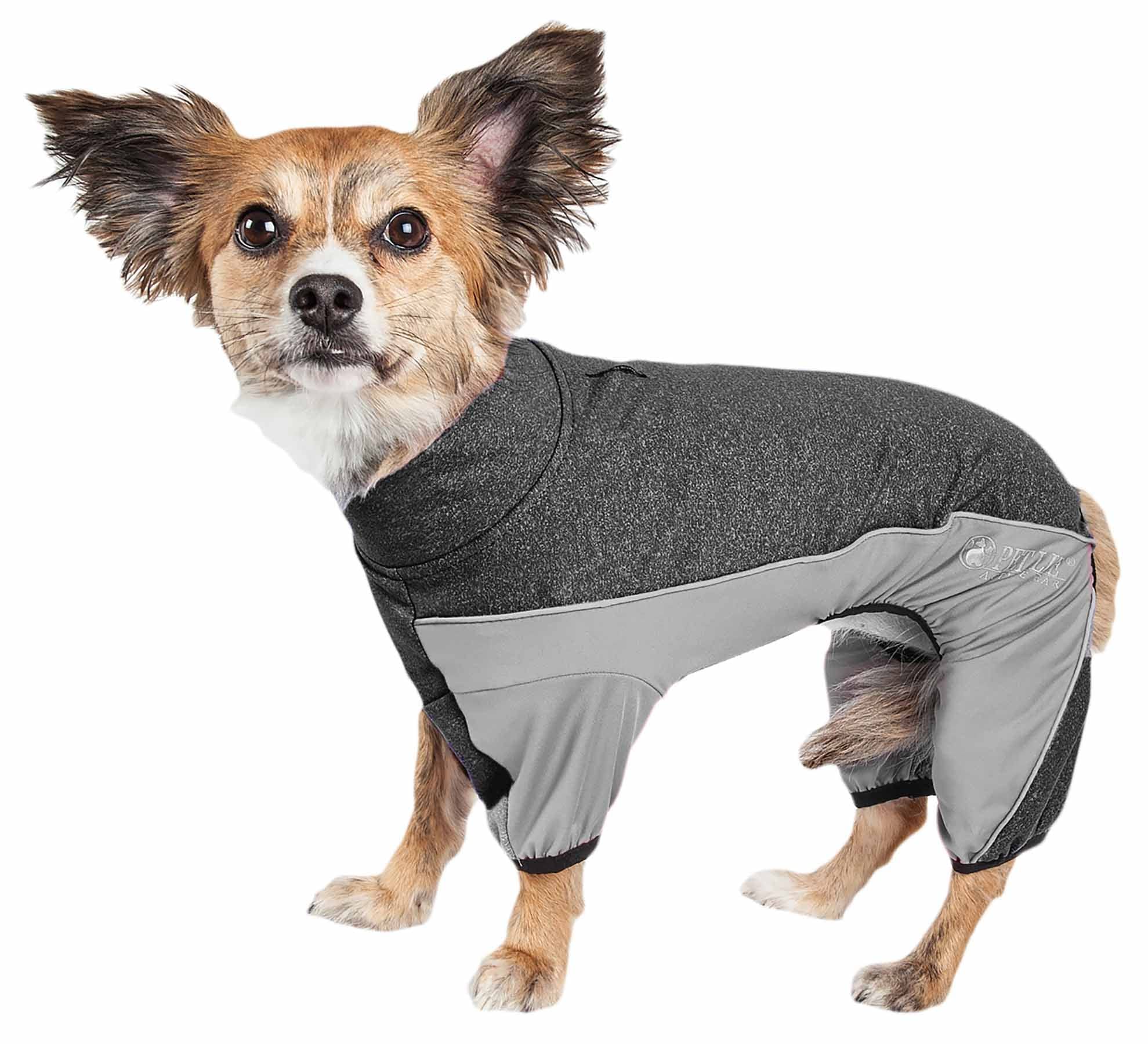 Pet Life ® Active 'Chase Pacer' Mediumweight Breathable Full Body Dog Tracksuit - Performance Fitness And Yoga Dog Clothes Featuring 4-Way-Stretch And Quick-Dry Technology With Reflective Dog Collar