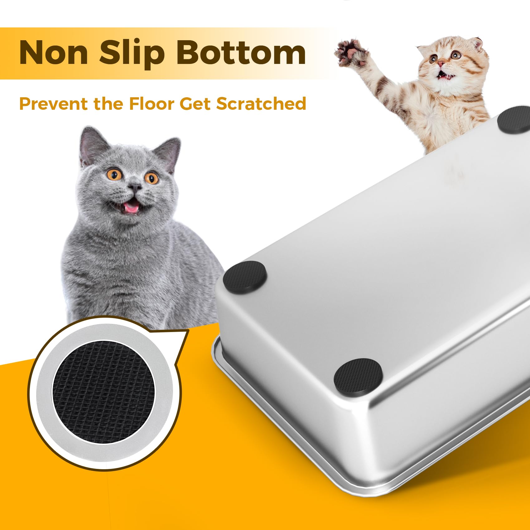 Lihong Stainless Steel Cat Litter Box,Large Metal Litter Box For Small Cats Hamster Rabbits,No Smell,Non Stick,Easy To Clean(24'