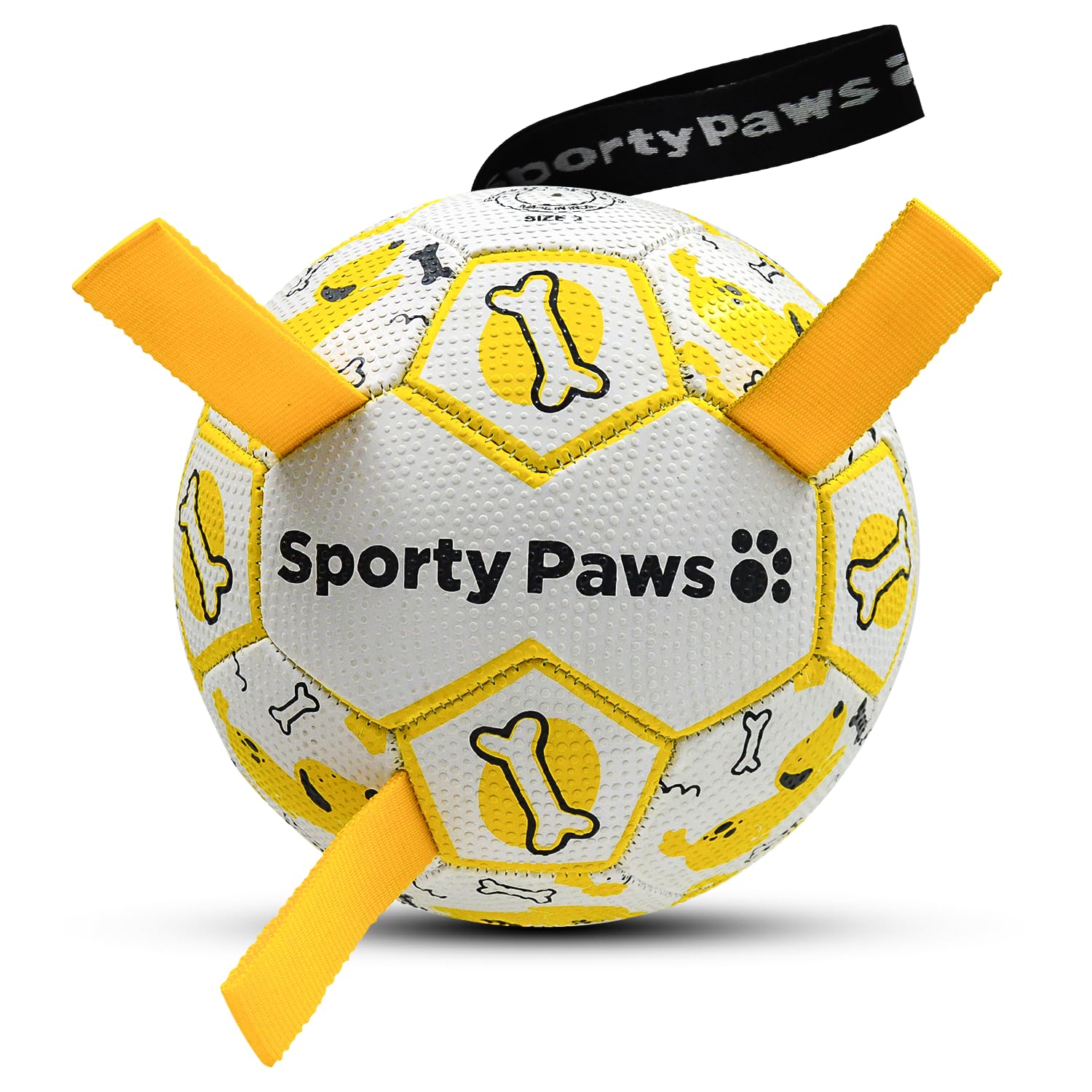 Sporty Paws Dog Football With Holding Loops, Durable Rubber Dog Ball Toy For Tug, Fetch & Training, Interactive Pet Play Ball Fo