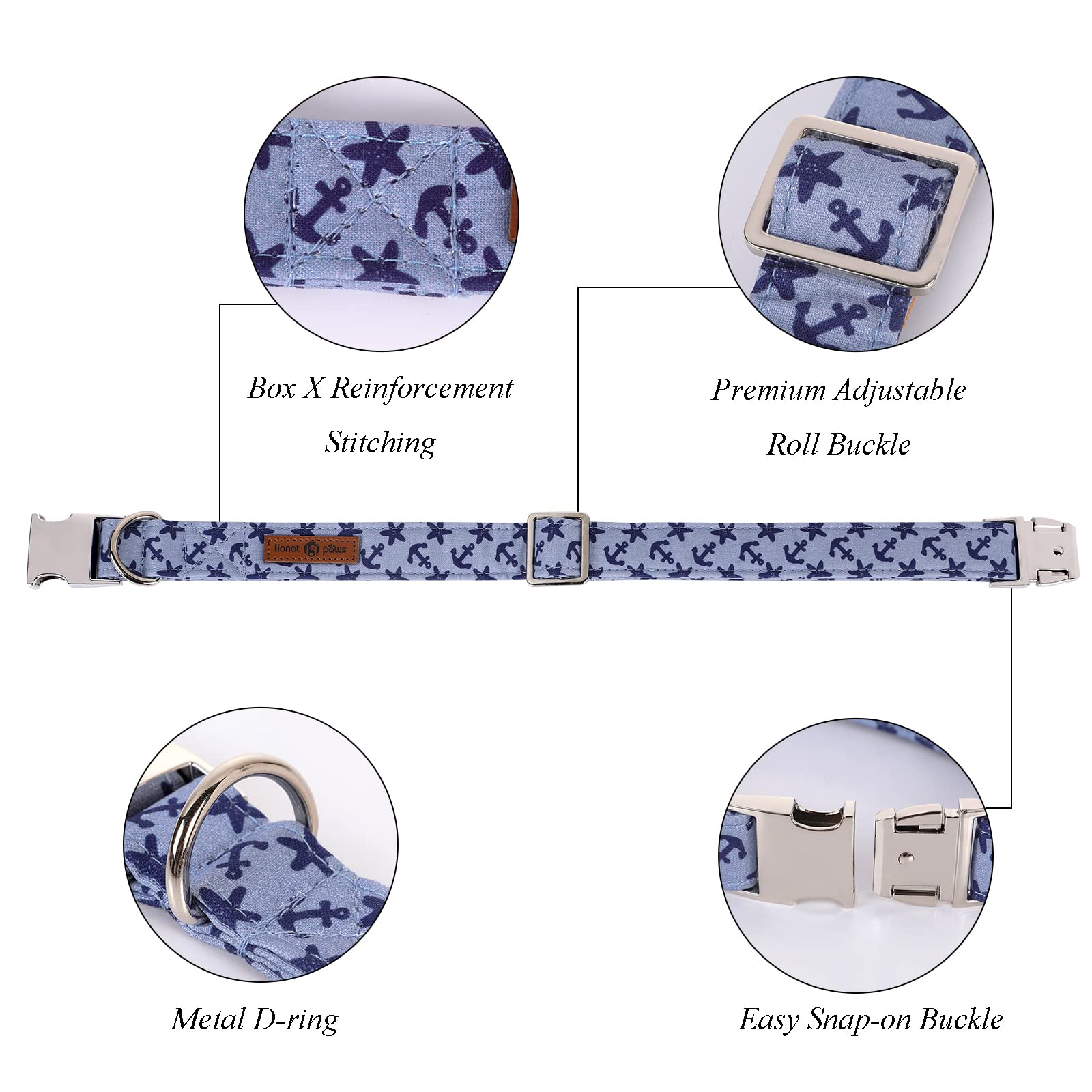 Lionet Paws Dog Collar With Bowtie, Summer Bowtie Collar For Dog,Adjustable Comfortable Dog Collar Gift For Puppy Small Medium L