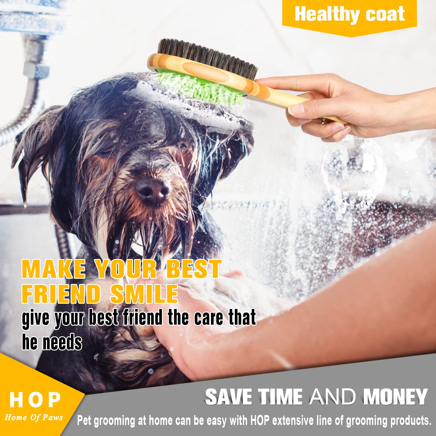 Hop Short Hair Dog Brush Pet Brushing Grooming Comb For Short Hair Coats Detangling And Shedding Coat Hair Remover Two Sided Removing Dirt & Loose Hair For Dogs Home Of Paws