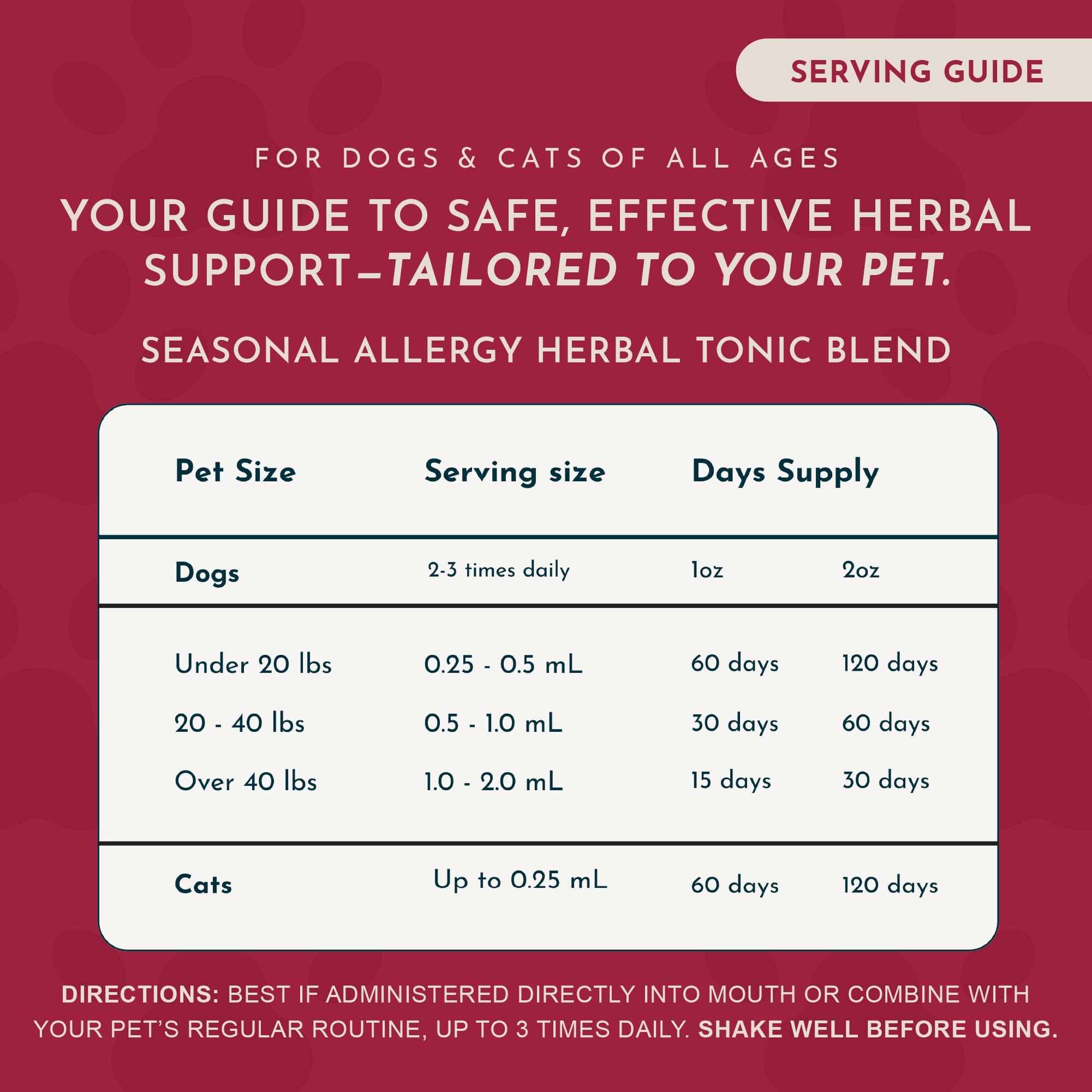 Animal Essentials Seasonal Allergy Herbal Supplement for Dogs & Cats, 2 Fl Oz - Sweet Tasting, Made in the USA, Model 9000724