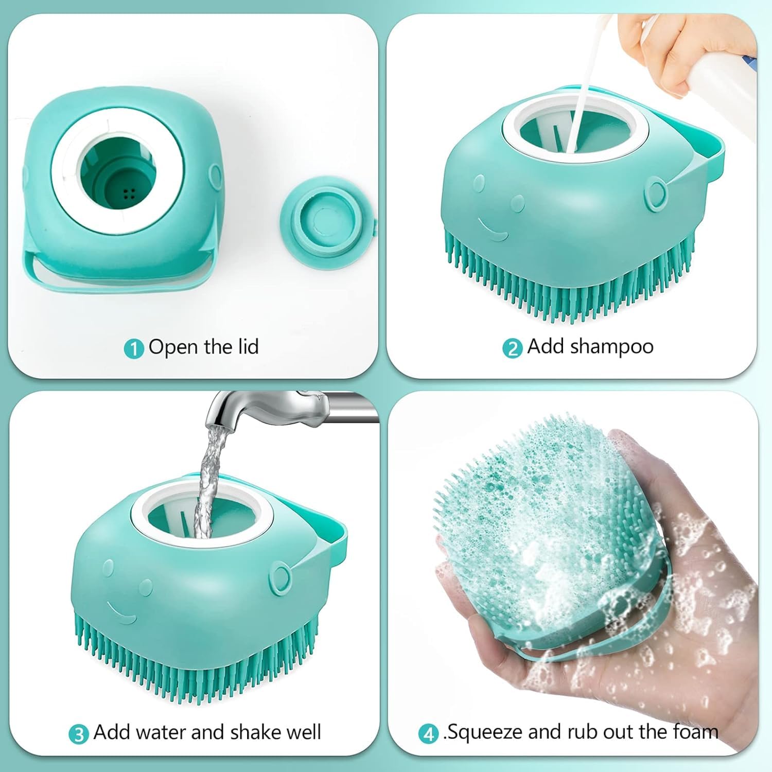 Generic Pet Dog Bath Brush Gentle Soap Dispenser Massaging Bath Grooming Soft Silicone(Blue)