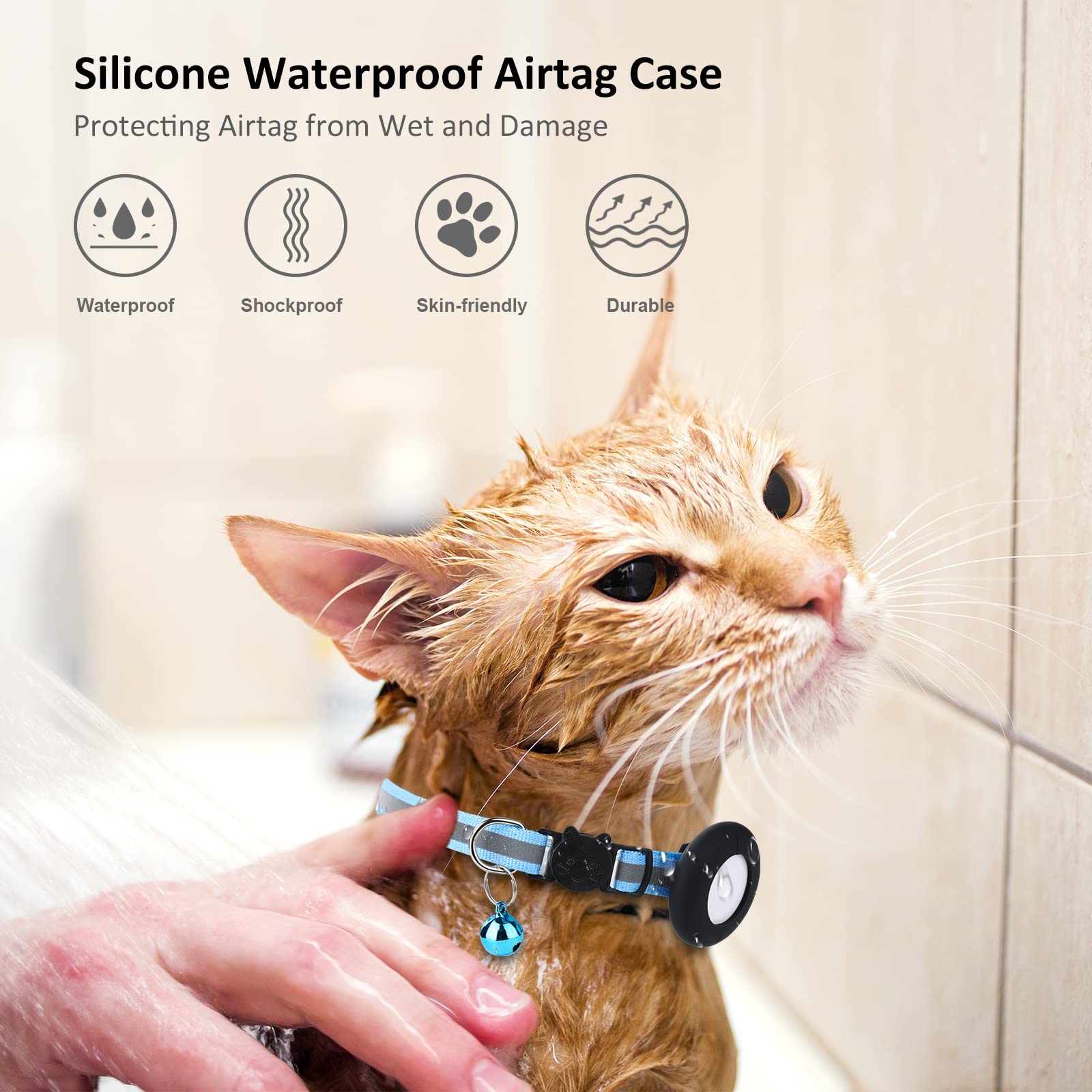 2022 Airtag Cat Collar Holder, Small Air Tag Cat Collar Holder Compatible With Apple Airtag Gps Tracker, 2Pack Waterproof Case Cover For Cat Dog Pet Collar Within 3/8 Inch (Pink&White)
