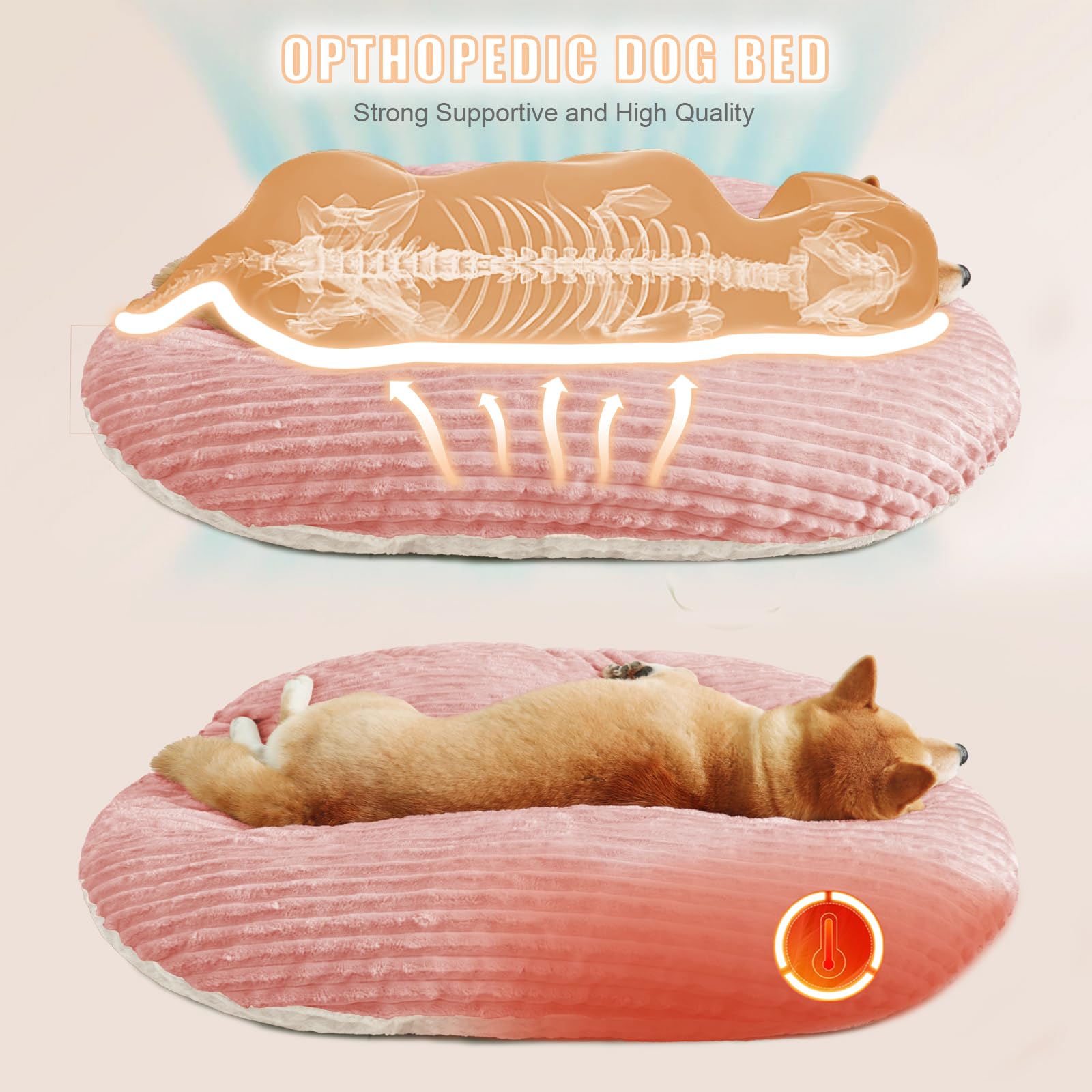 Patas Lague Reversible Orthopedic Dog Bed For Medium Dogs 30''X20'', Memory Foam Supportive Therapy Fillings Deep Sleep Pet Beds