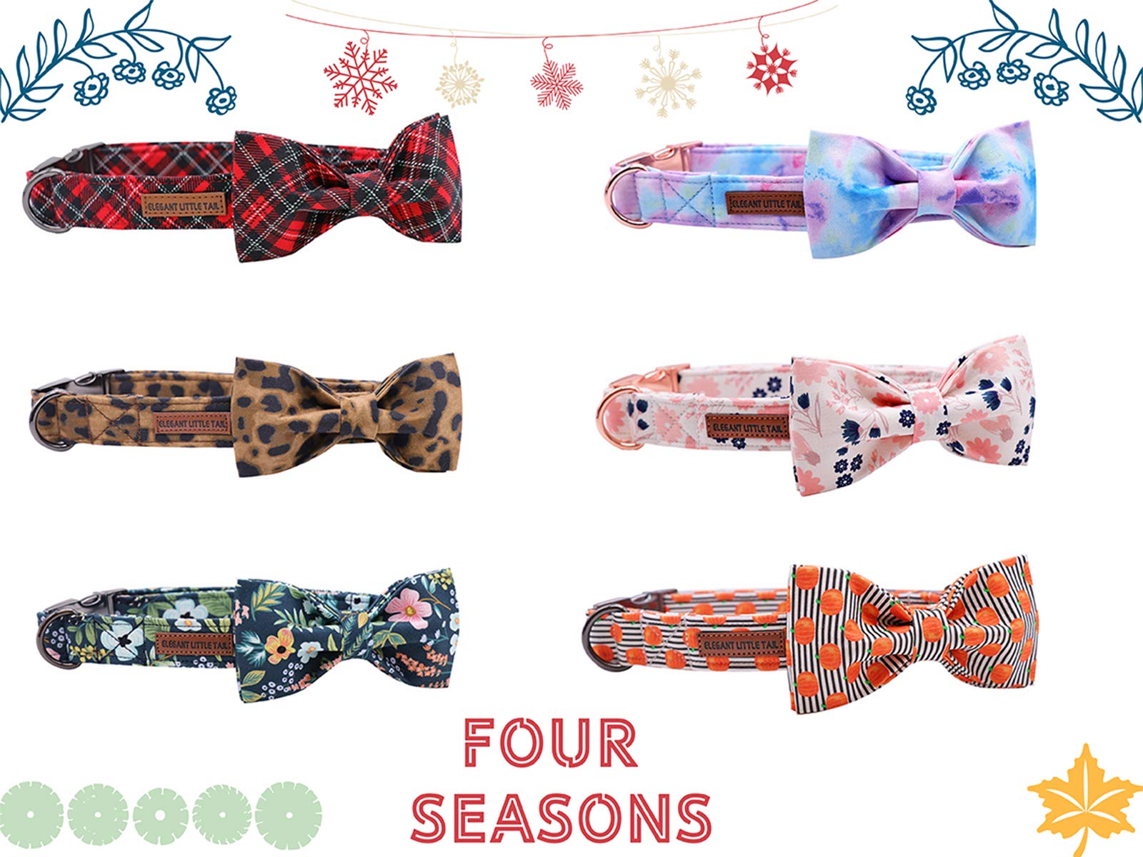 Elegant Little Tail Dog Collar With Bow, Soft And Comfy Bowtie Christmas Dog Collar, Adjustable Pet Gift Collars For X-Large Dogs