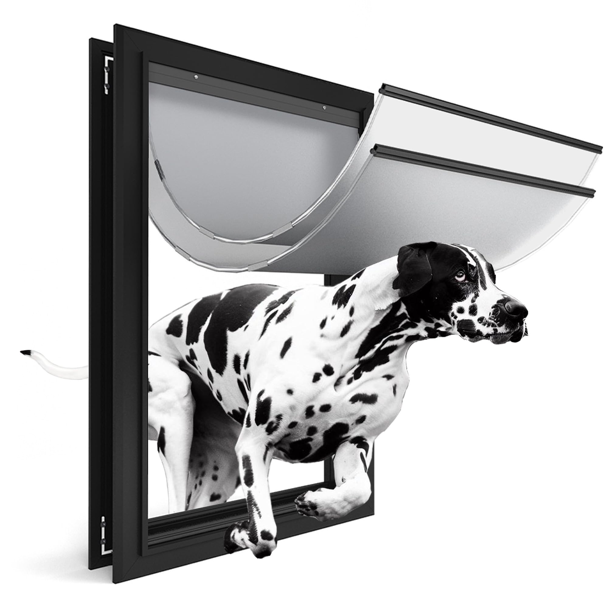 Extra Large Dog Door For Exterior Doors, Heavy Duty Aluminum Doggy Door For Extreme Weather, Cutout Size 14 1/2''W X 25 1/8''H, 
