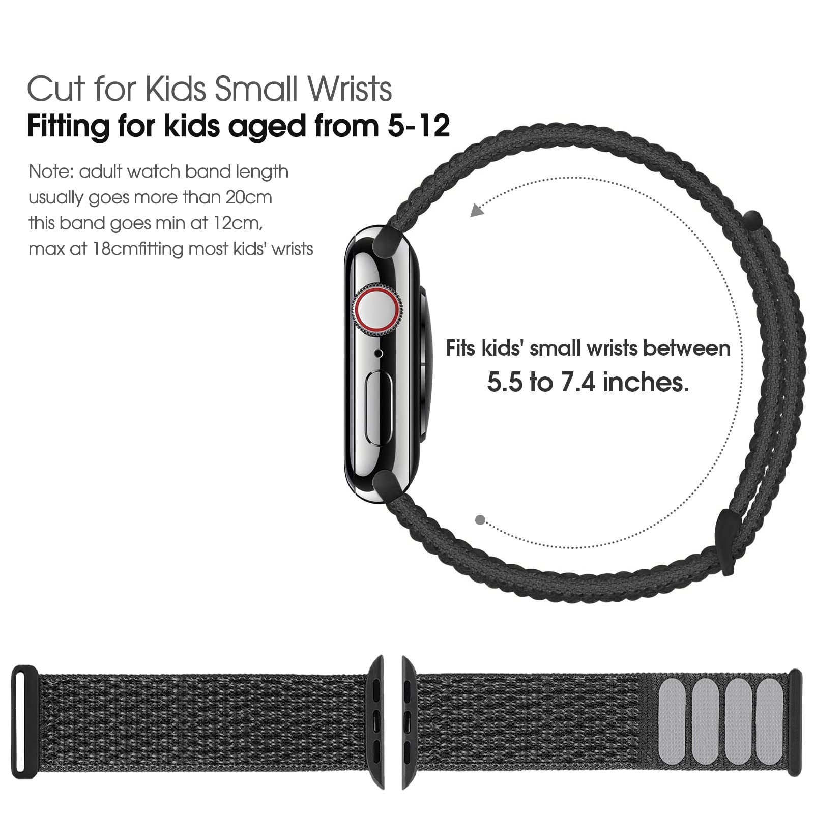 Blackpro For Kids Apple Watch Band, Breathable Soft Nylon Loop Strap For Boy Girl, Compatible With Apple Watch Series 7654321Se