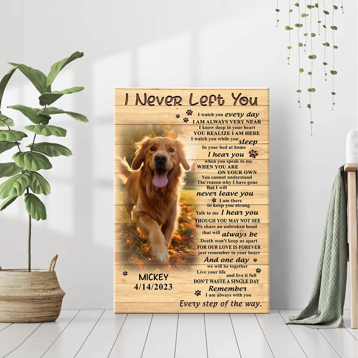 Pc72713 I Never Left You Dog Canvas, Memoria Vertical Canvas Gifts Custom Photo, Personalized Memorial Loss Of Loved One, Sympat
