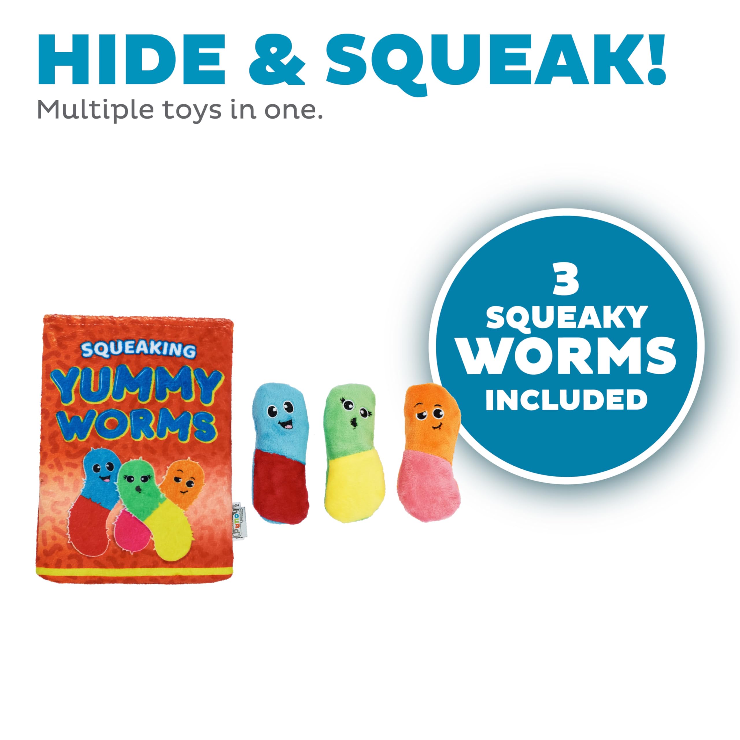 Outward Hound Yummy Worms Puzzle Squeaky Dog Toy - Medium, Polyester, Model 70694